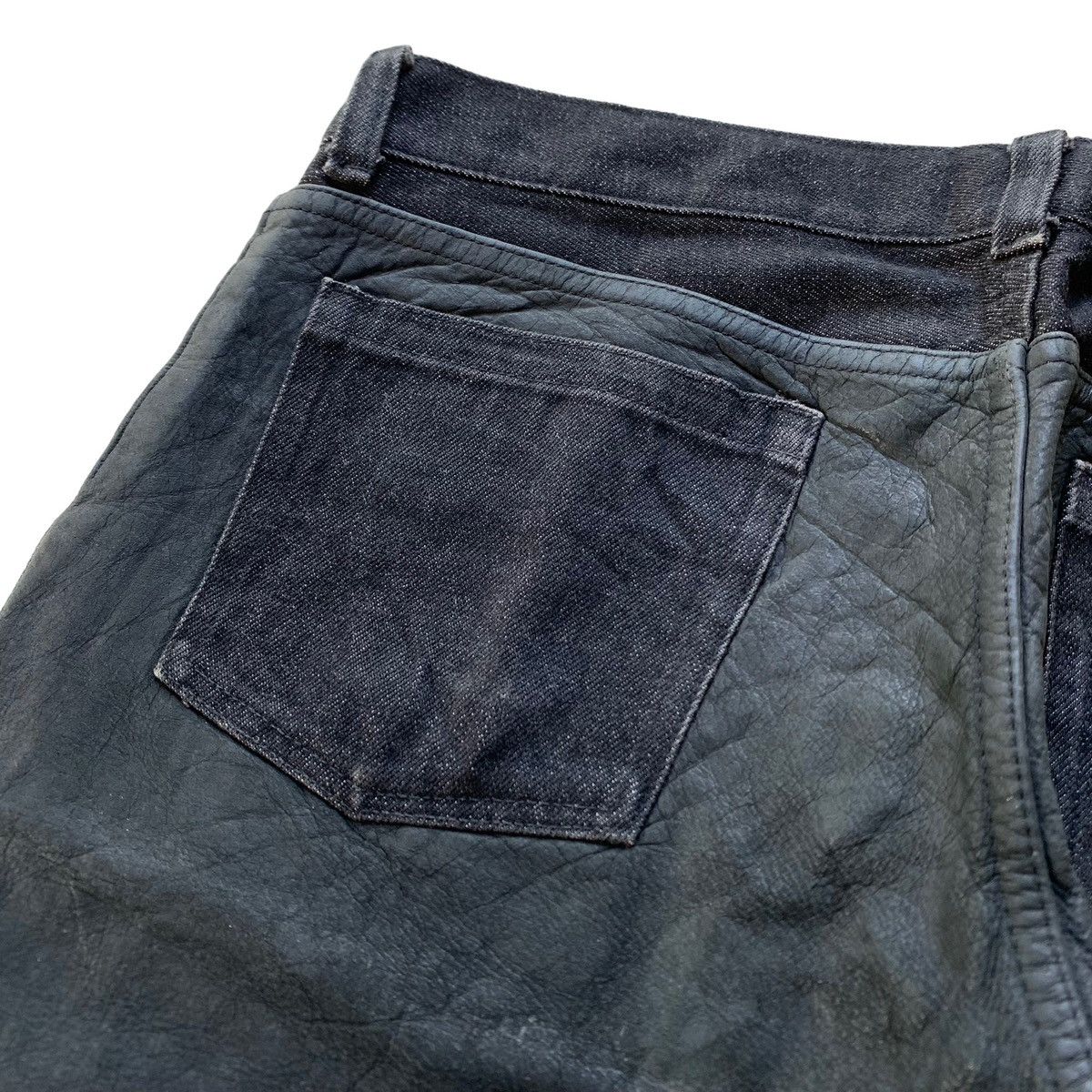 Japanese Brand 1990s - Shinichiro Arakawa Mix Leather Biker Denim Size US 32 / EU 48 - 5 Thumbnail