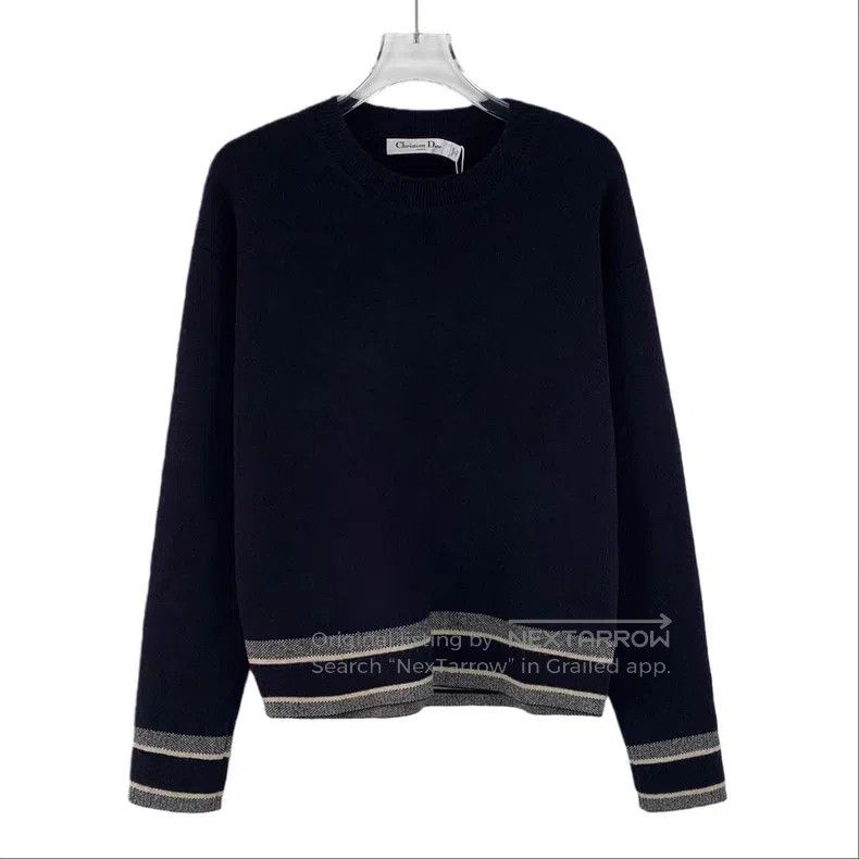 Dior Dior Black logo letter inlaid round-neck cashmere knit swe Size XXS / US 00 / IT 34 - 1 Thumbnail