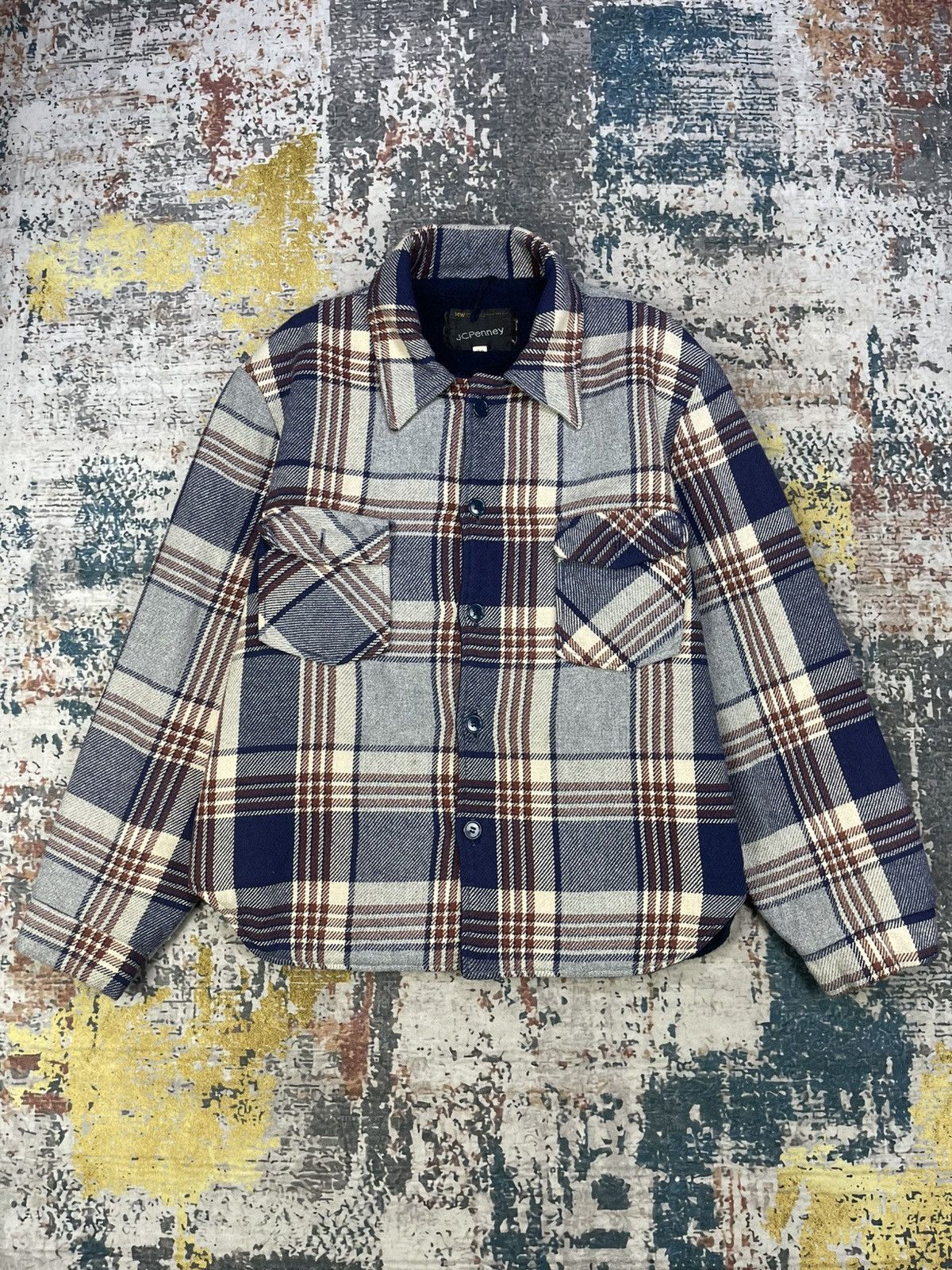 JCPenney Vtg JCpenny Plaid Melton Wool Button Down Overshirt Jacket Size US XL / EU 56 / 4 - 1 Thumbnail