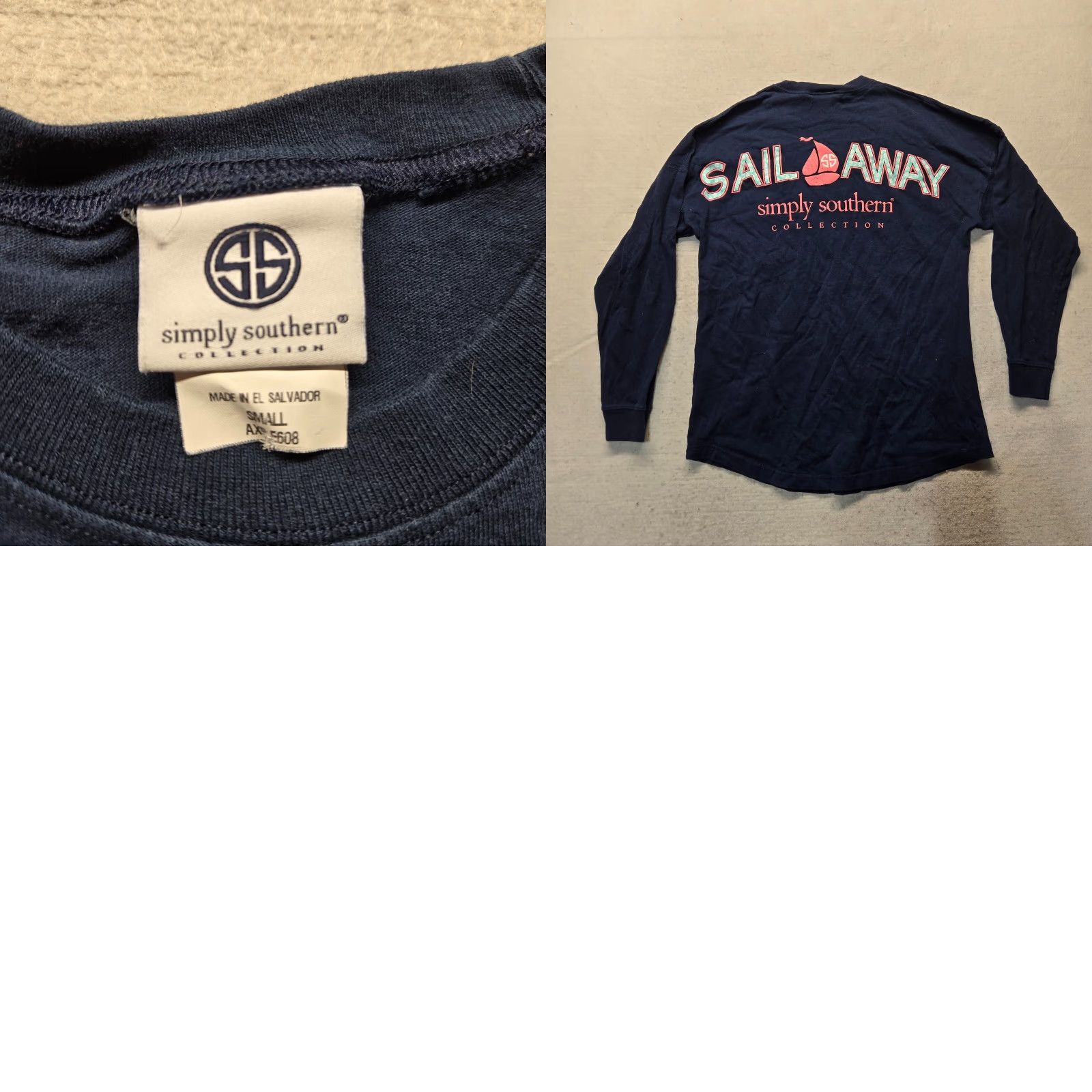 Vintage Simply Southern Sail Away Blue Long Sleeve Tee Shirt Adult Women's S Small Size S / US 4 / IT 40 - 8 Thumbnail
