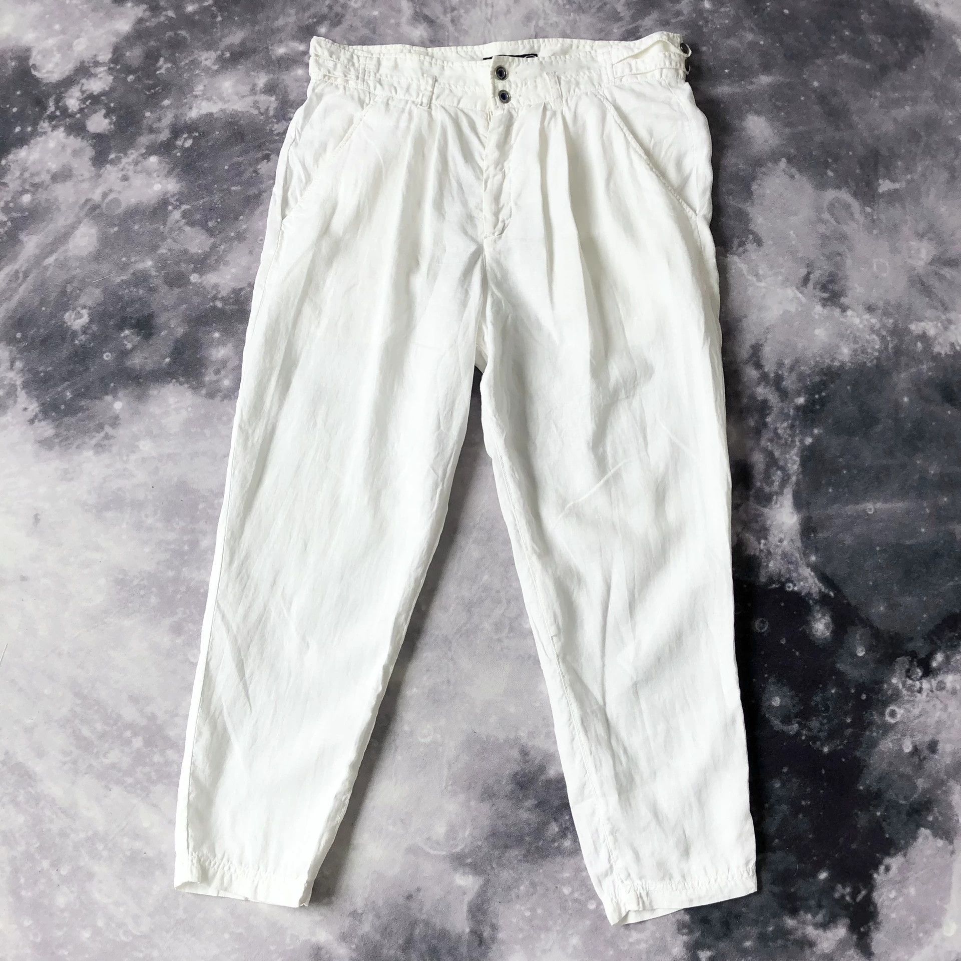 Just Cavalli Just Cavalli Men's White Linen Carrot Pants Size US 34 / EU 50 - 1 Thumbnail