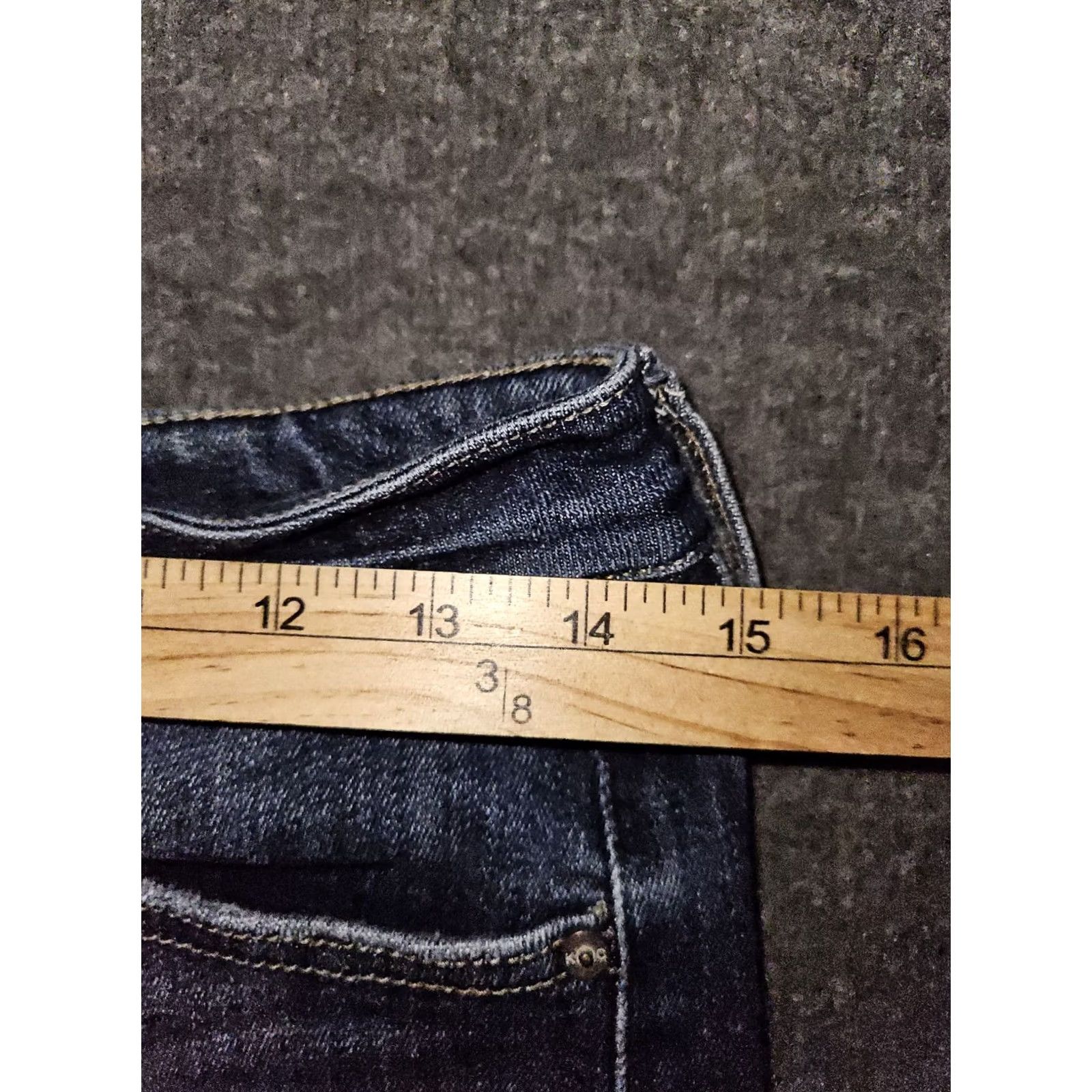 Vintage Kancan Straight Leg Jeans Women's 9 Regular Size 29 in Blue Denim Stretch Slit City Preppy HIGH RISE 27 in Inseam Mens Womens Girls Size 30" / US 8 / IT 44 - 4 Thumbnail