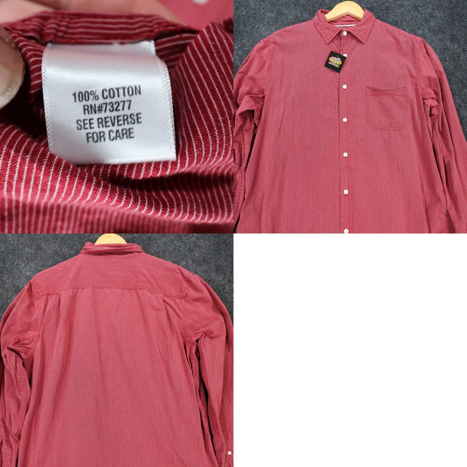 Vintage Sonoma Shirt Mens Large Red Casual Striped Poplin Cotton Button Down Excellent Size US L / EU 52-54 / 3 - 8 Thumbnail