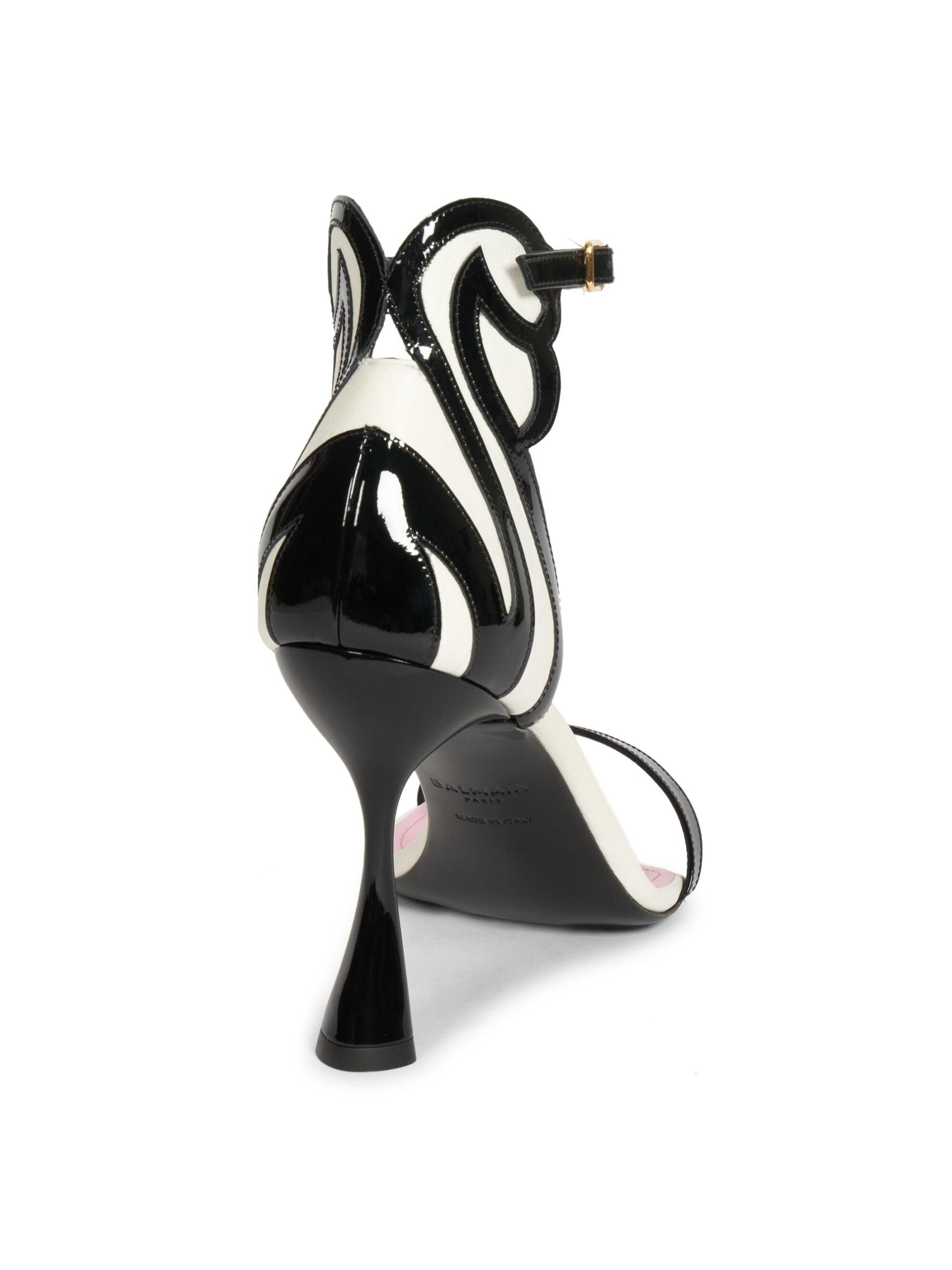 Balmain o1s1wg110925 Eden 95mm Patent Leather Sandals in Black/White Size US 9 / IT 39 - 6 Thumbnail