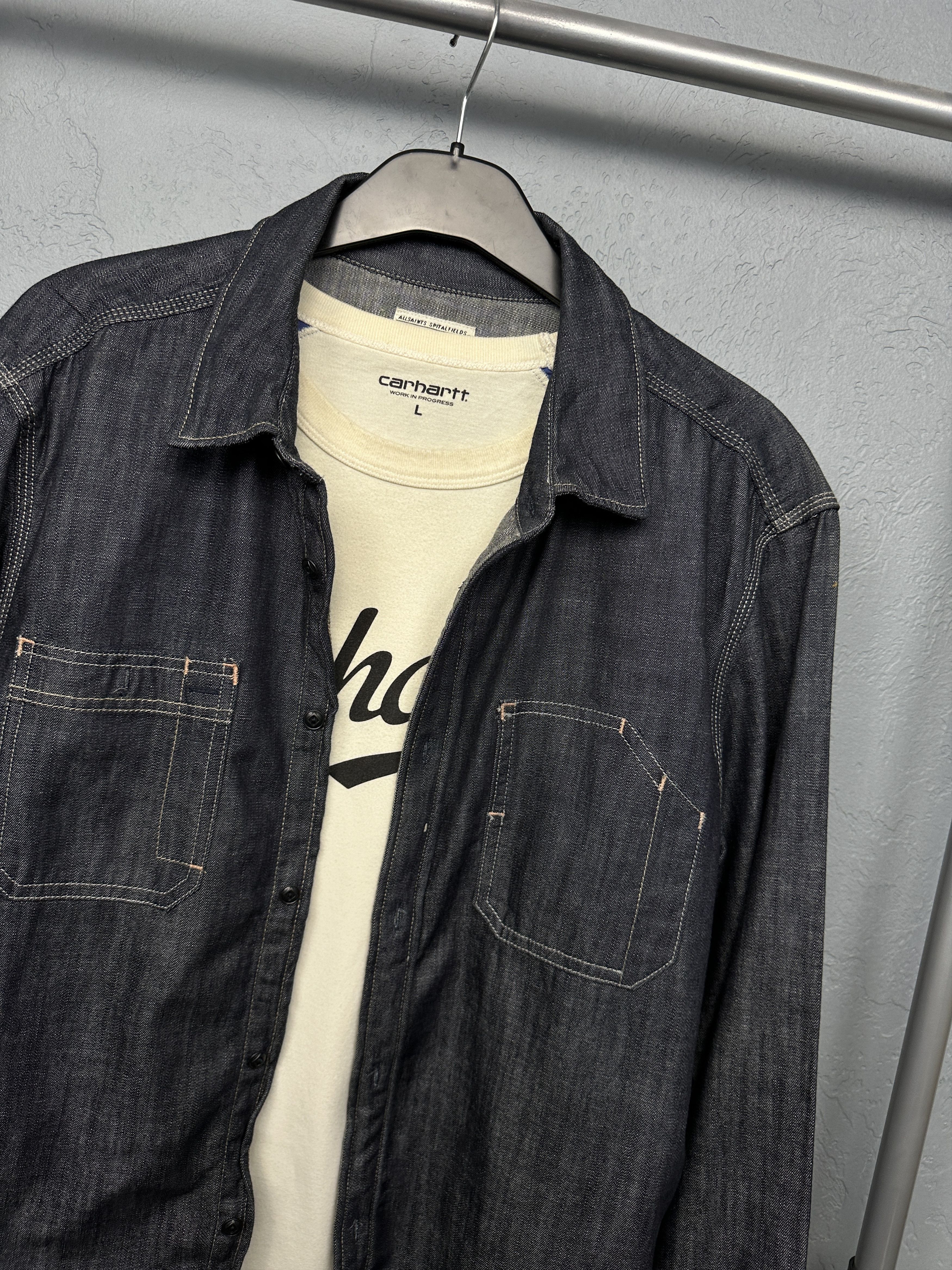 Allsaints Allsaints Mens Haiiro Denim Shirt Size US L / EU 52-54 / 3 - 2 Thumbnail