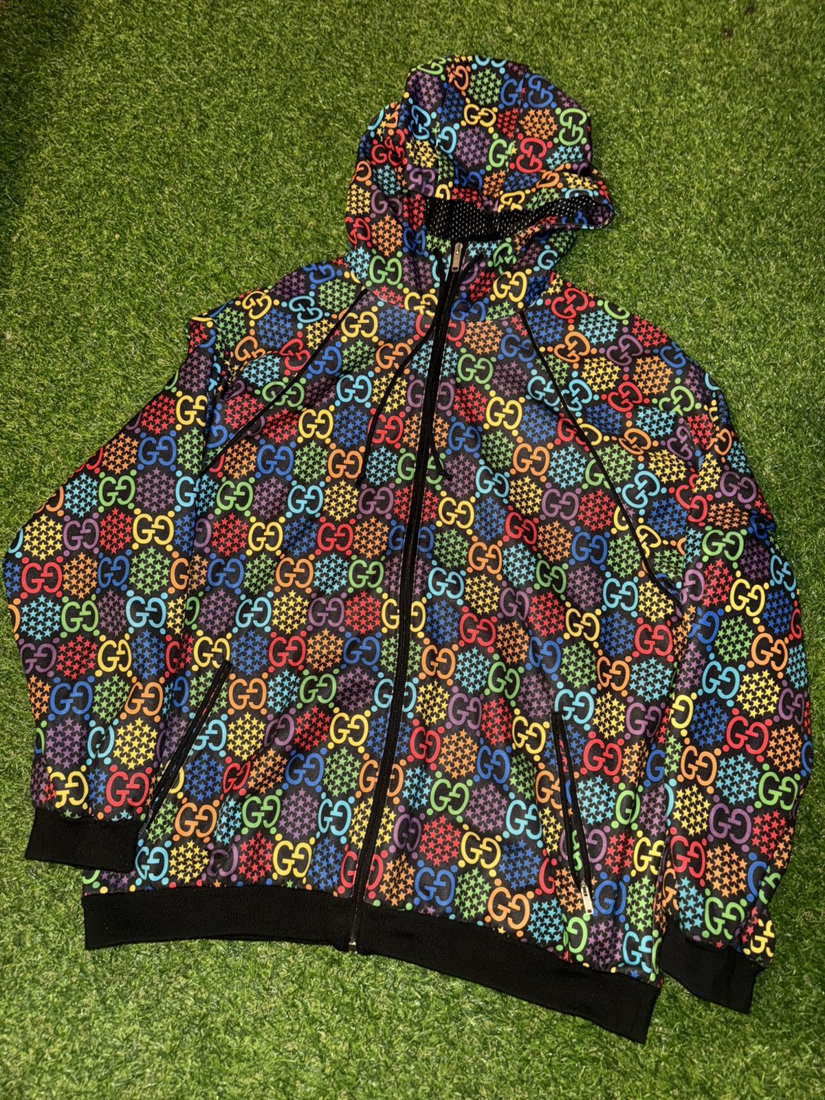 GUCCI サイケデリック ジップアップ パーカー XS GGロゴ USED 【公式通販】