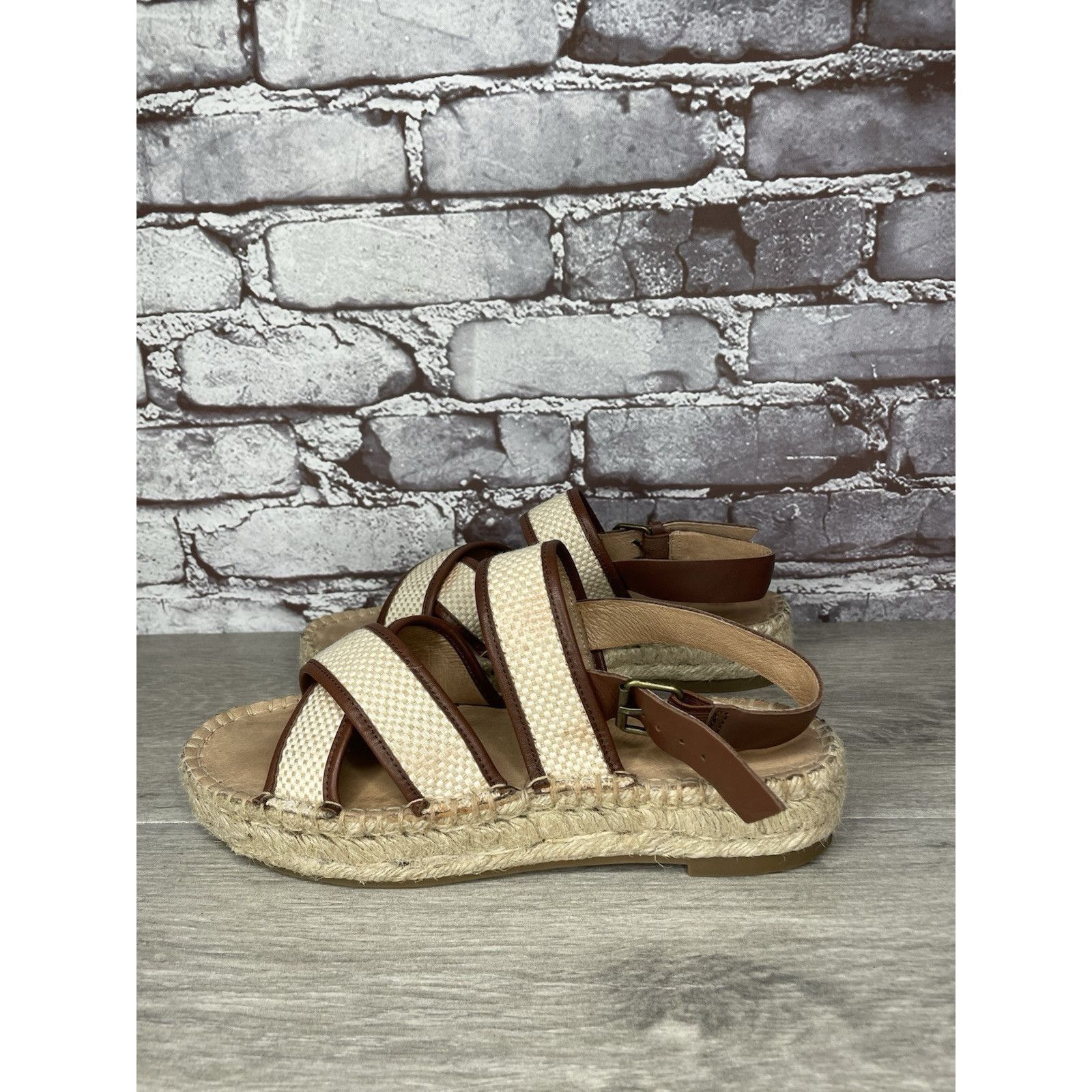 Madewell Madewell Julie Beige Brown Espadrille Slingback Strap Sandal Size US 7.5 / IT 37.5 - 22 Thumbnail