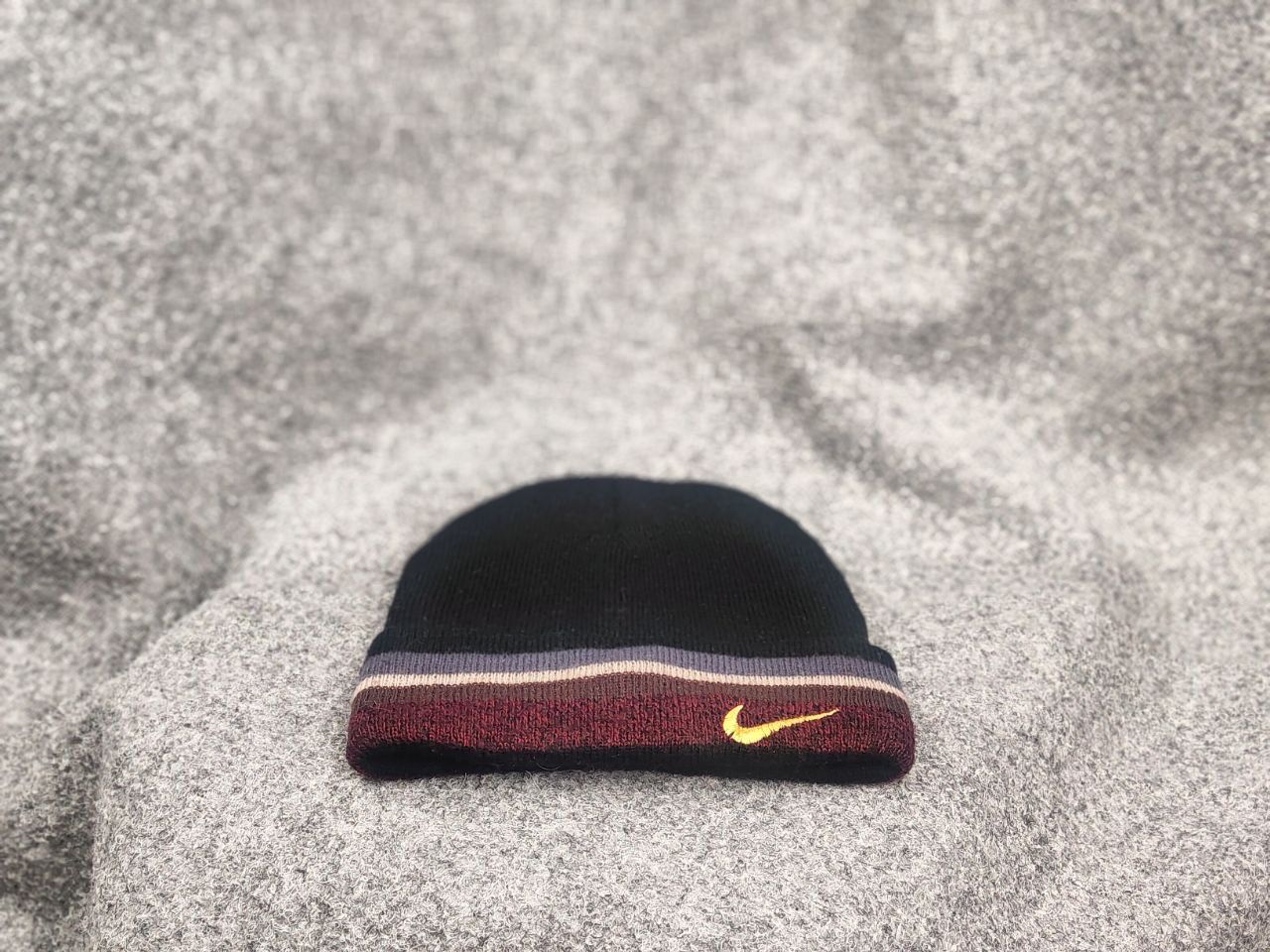 Nike Vintage Nike beanie hat Black Wool Blend Swoosh Y2K Style Size ONE SIZE - 2 Thumbnail