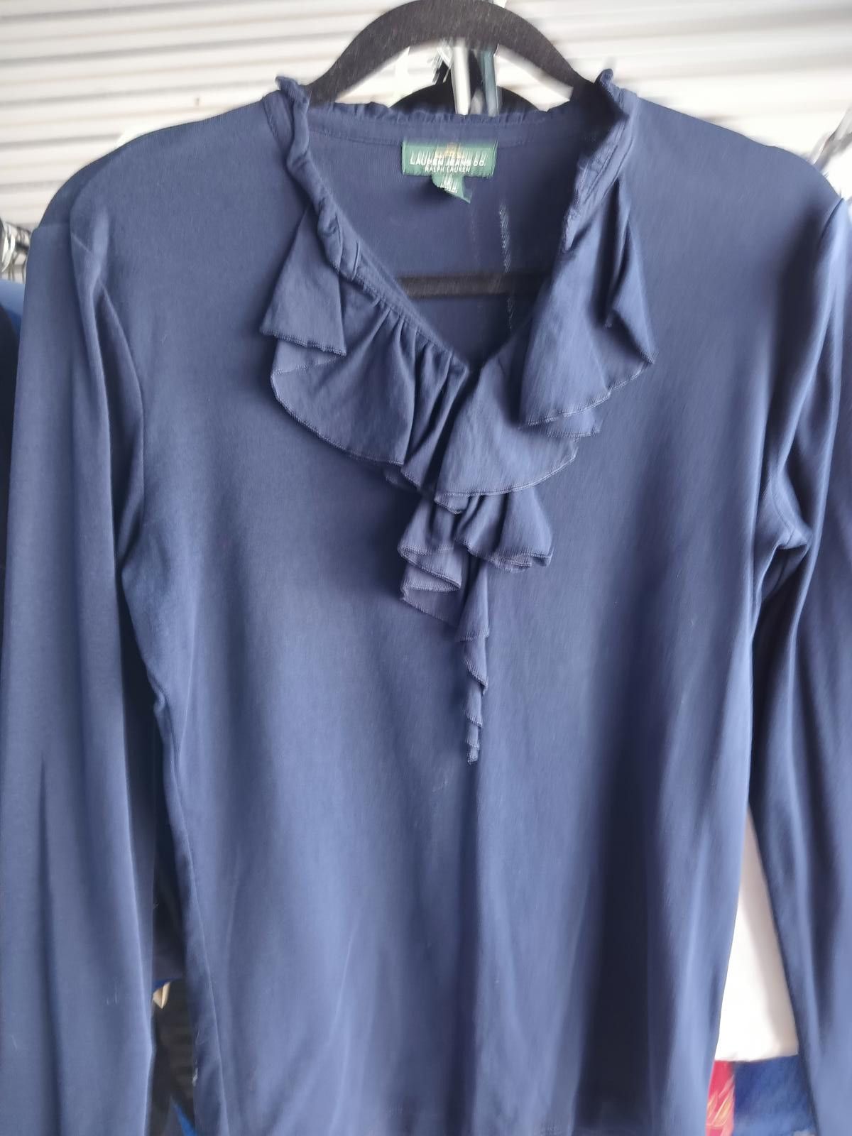 Lauren Ralph Lauren Chic Navy Ruffled Long Sleeve Top by Lauren Ralph Lauren Size M / US 6-8 / IT 42-44 - 4 Thumbnail