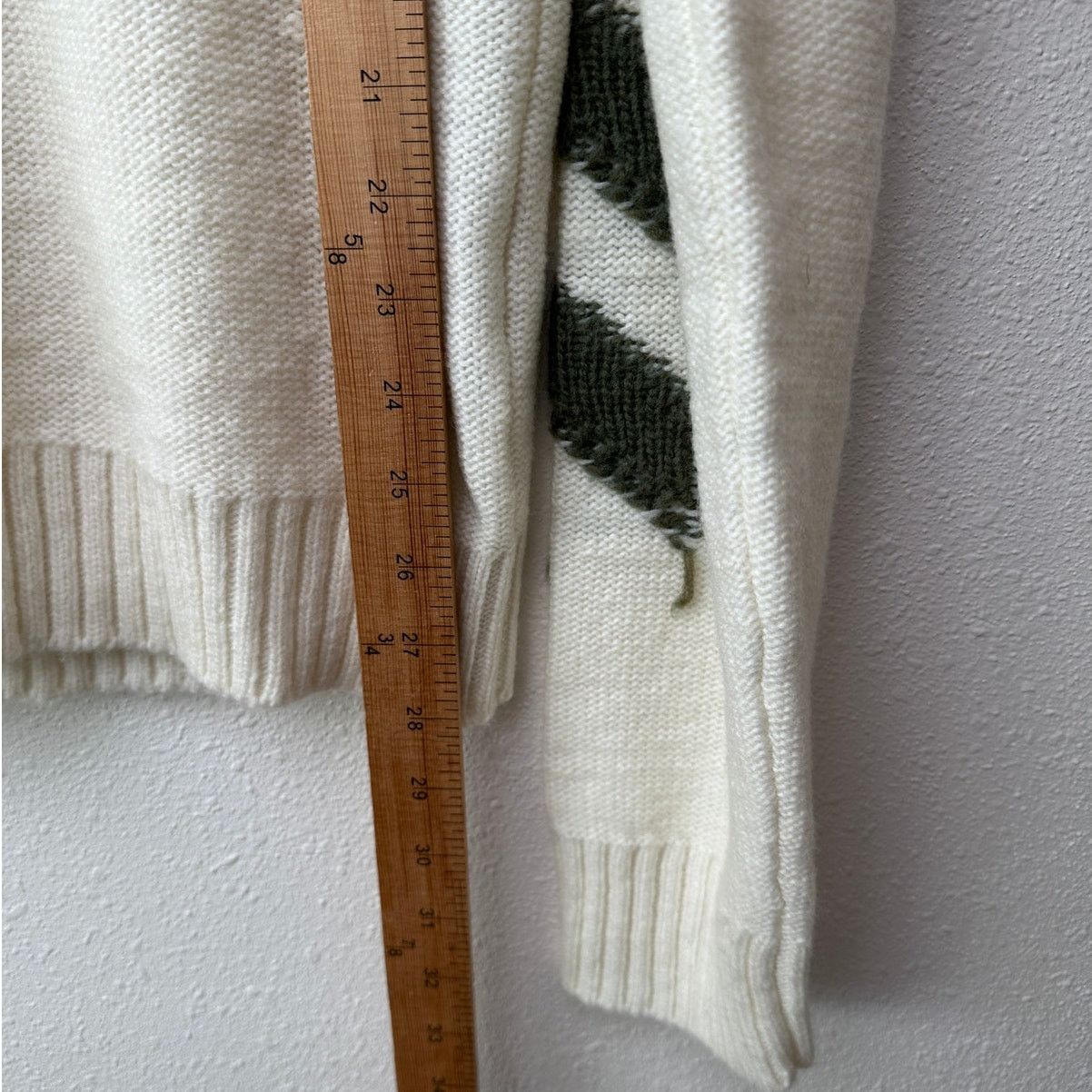 Off-White Off-White Reverse Arrow Diag Knit Crew Sweater White / Green Size US XL / EU 56 / 4 - 16 Thumbnail