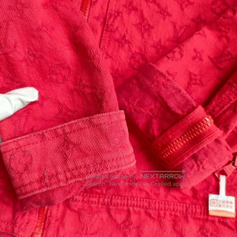 Louis Vuitton Louis Vuitton Red old flower denim jacket with logo jacket Size US S / EU 44-46 / 1 - 3 Thumbnail
