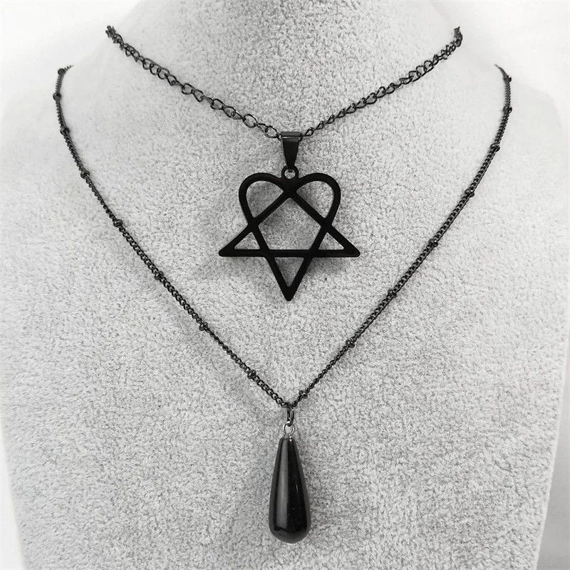 Jewelry Goth Punk Heartagram Pendant Charms Necklace Size ONE SIZE - 2 Thumbnail