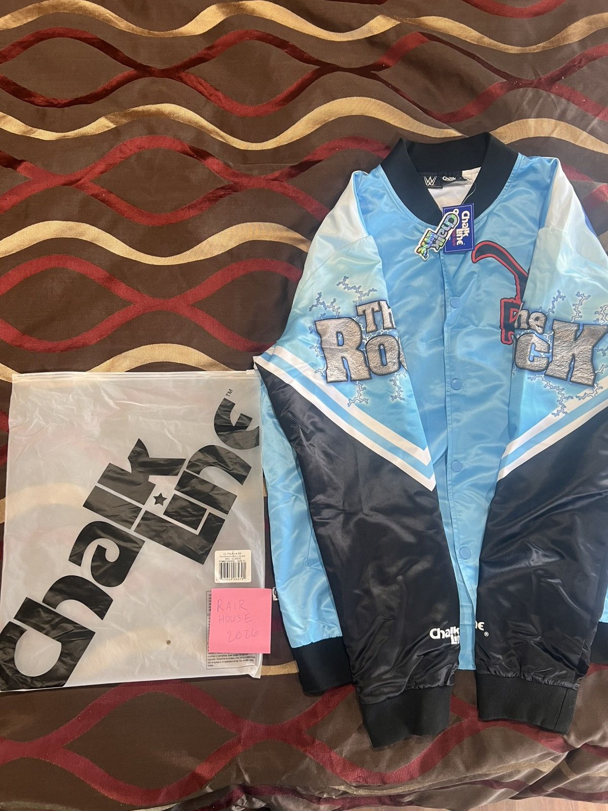 WWE Brand New! WWE The Rock OG Chalk Line Satin Jacket WWF Size US XL / EU 56 / 4 - 9 Thumbnail