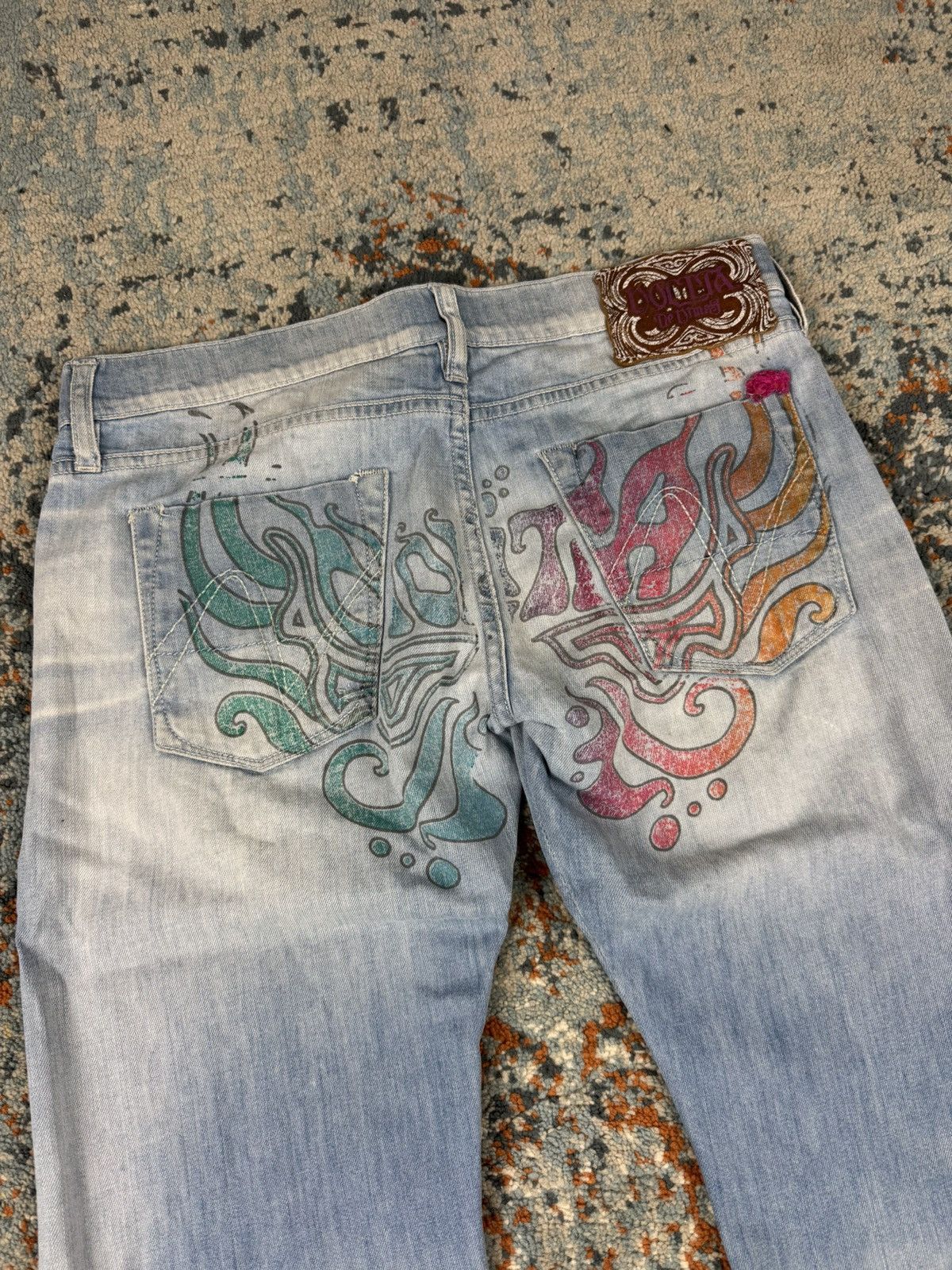 Japanese Brand Vintage Y2K Nolita bell bottom flared printed denim jeans Size 28" / US 6 / IT 42 - 7 Thumbnail
