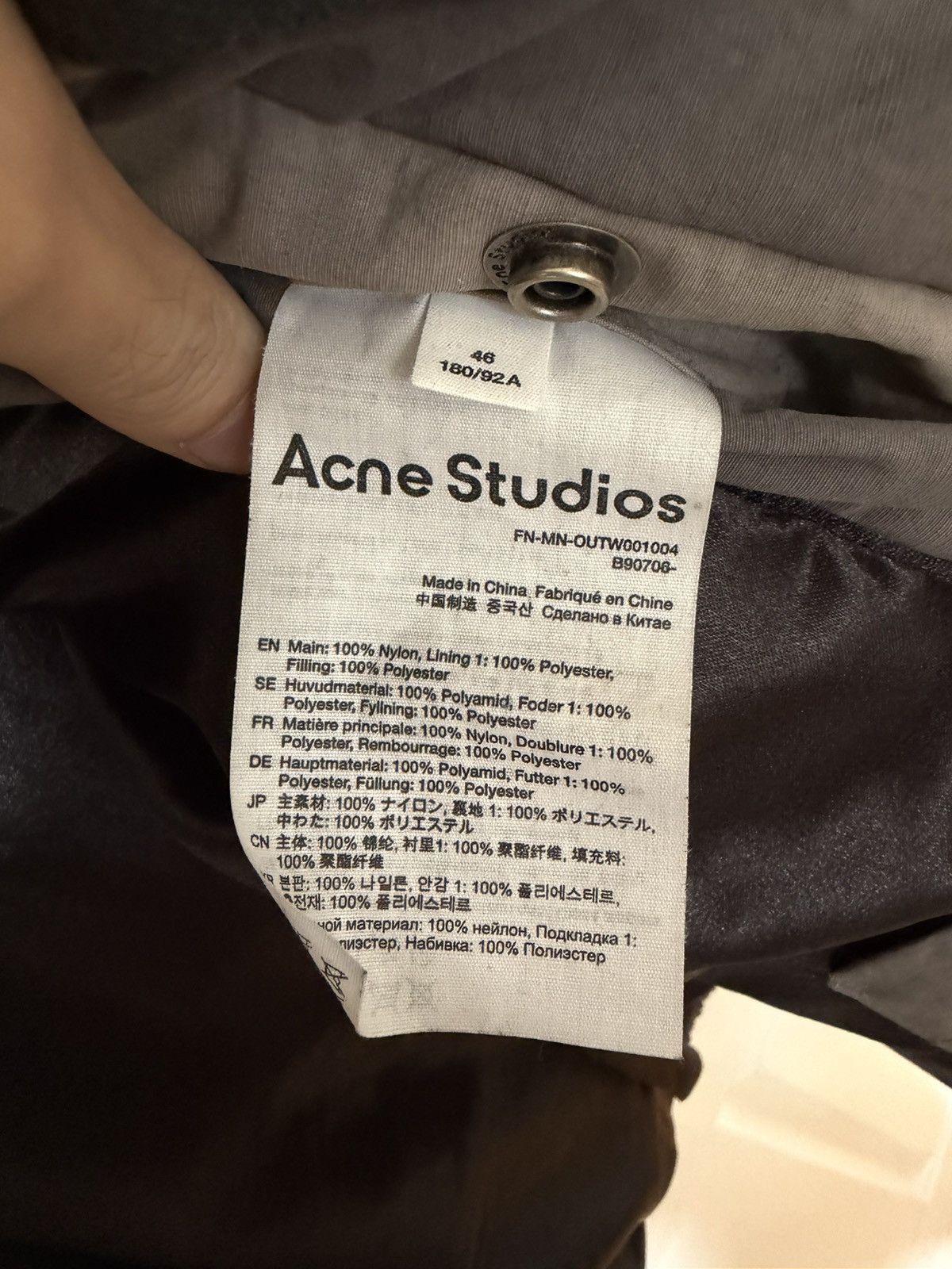 Acne Studios Acne Studios Grey Garment-Dyed Puffer Jacket Size US S / EU 44-46 / 1 - 5 Thumbnail