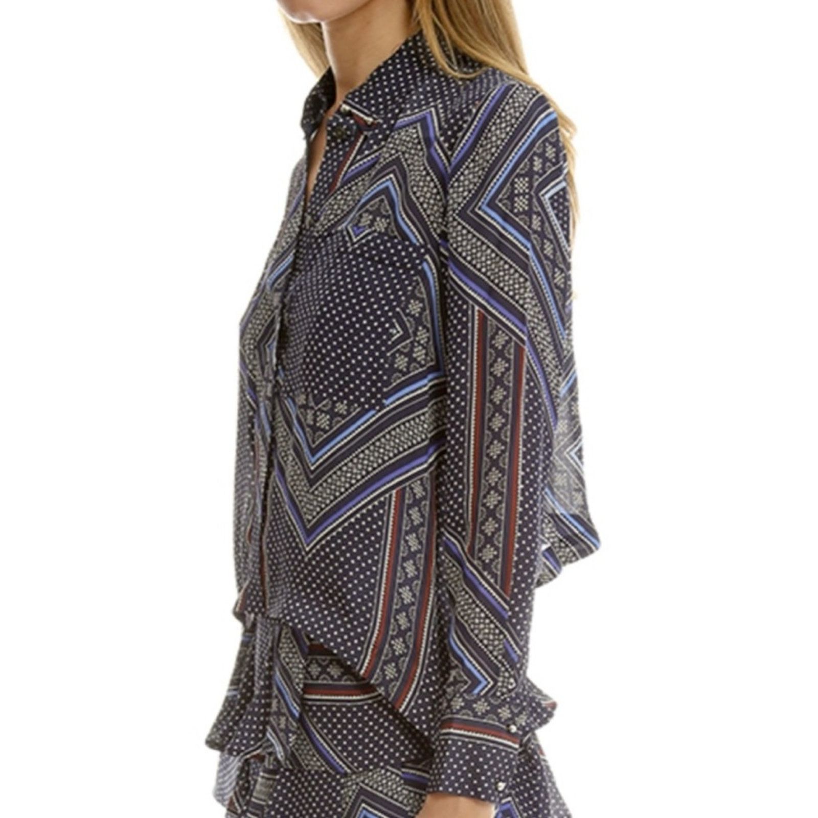 Derek Lam 10 Crosby DEREK LAM • 10 Crosby Bandana 100% Silk Button-Down Shirt Size XS / US 0-2 / IT 36-38 - 14 Thumbnail