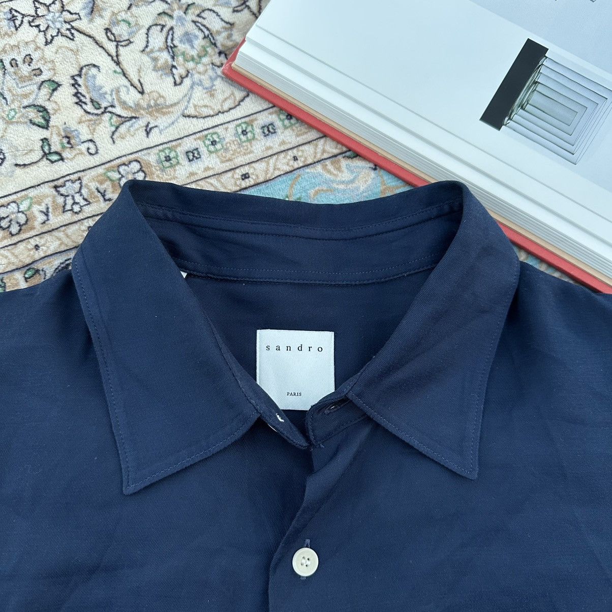 Sandro Sandro Paris Navy Short Sleeve Shirt Size US XXL / EU 58 / 5 - 1 Thumbnail
