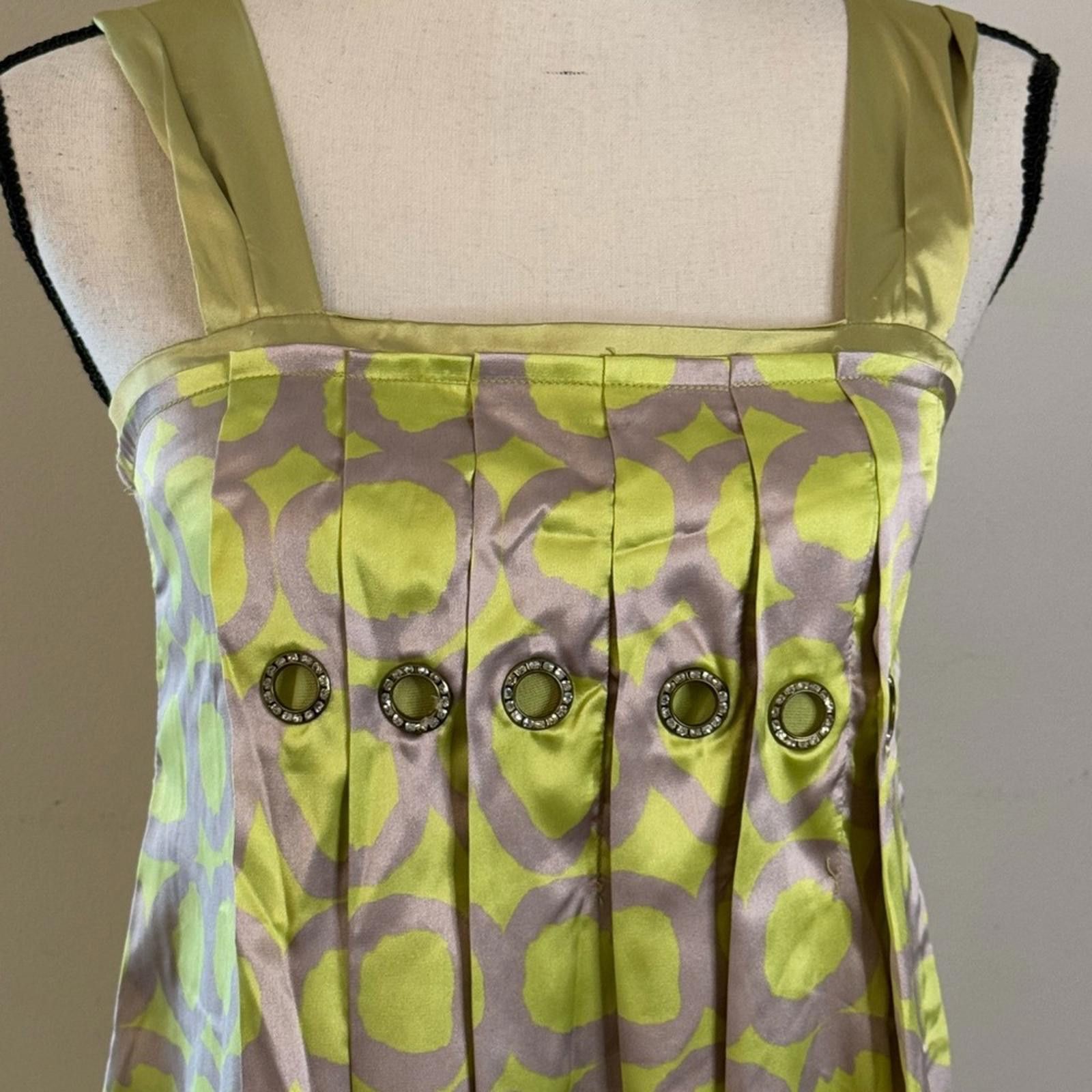 Other Kaidal chic green gold pattern sleeveless midi dress SZ M Size M / US 6-8 / IT 42-44 - 3 Thumbnail
