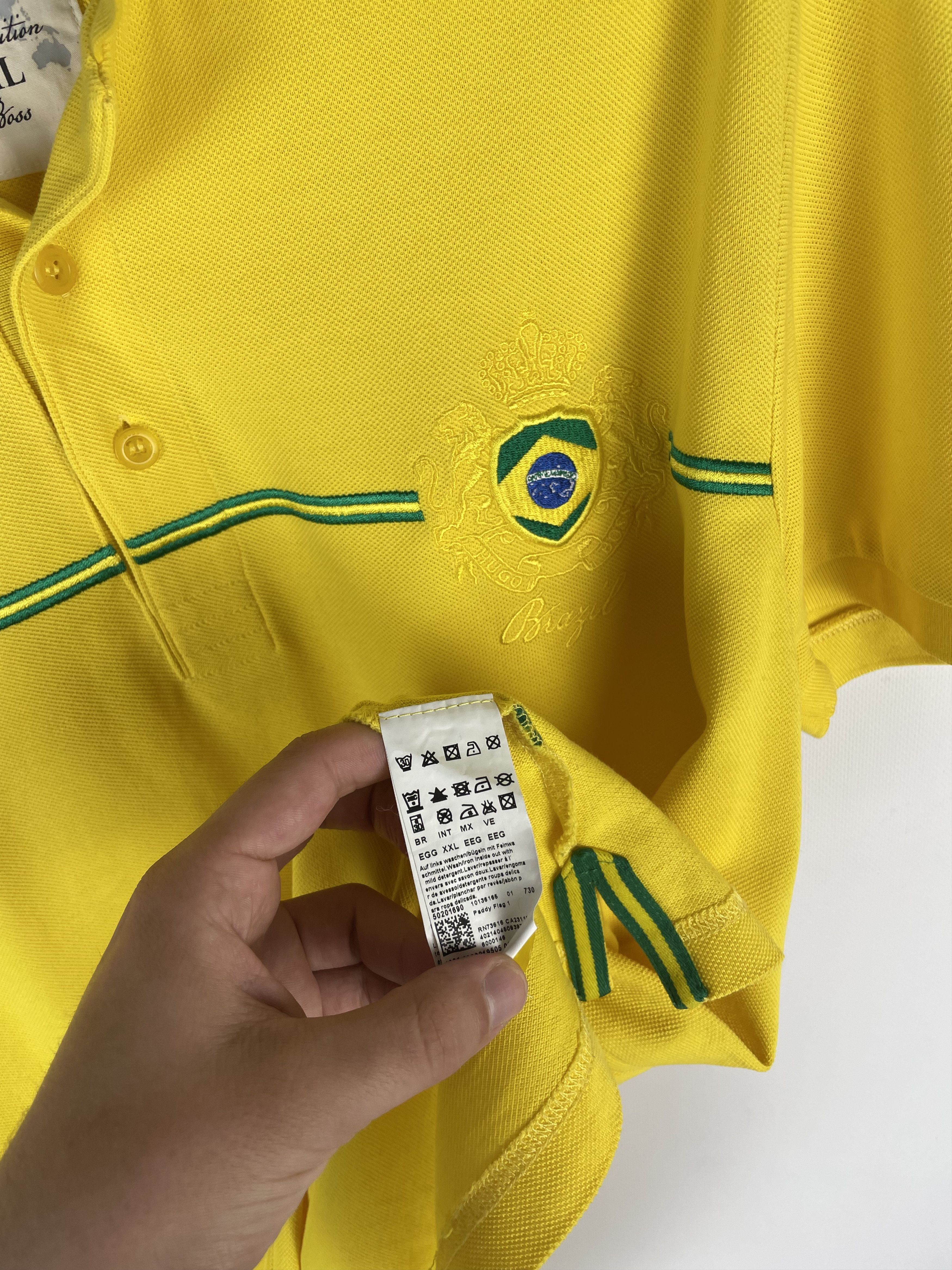Hugo Boss Hugo Boss Yellow Brazil Polo T Shirt Logo Ralph Lauren style Size US XXL / EU 58 / 5 - 6 Thumbnail