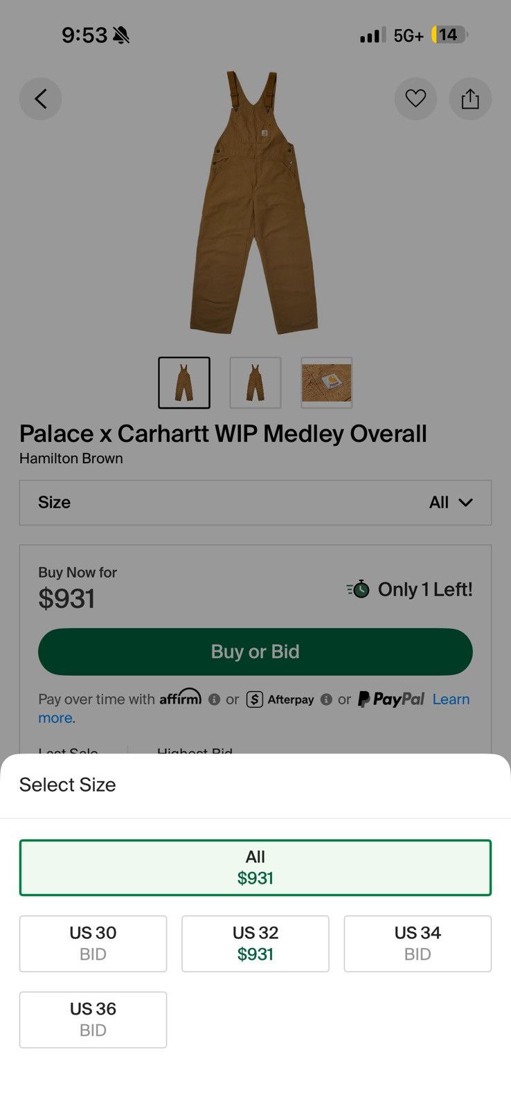 Carhartt Wip × Palace Palace x Carhartt WIP Medley Overall Size US 36 / EU 52 - 9 Thumbnail