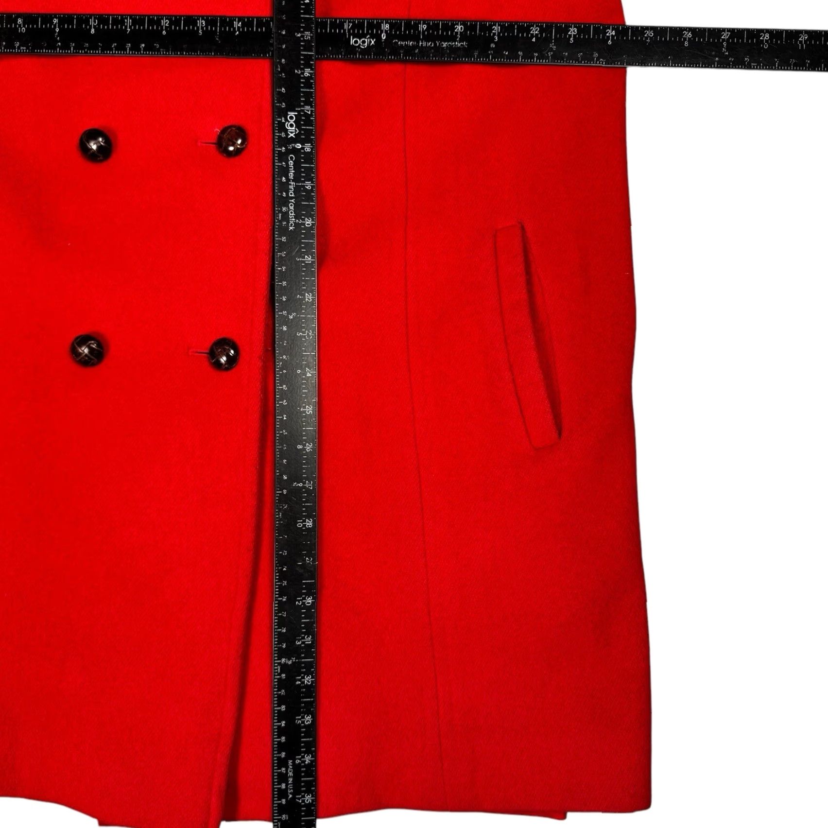Doublet VINTAGE Penguin Wool Trench Coat Women's 18 Double Breasted Jacket USA Red Wool/Poly Nylon Lined Pockets 80s 90s Designer Hipster Outdoor Preppy Size XXL / US 16-18 / IT 52-54 - 4 Thumbnail