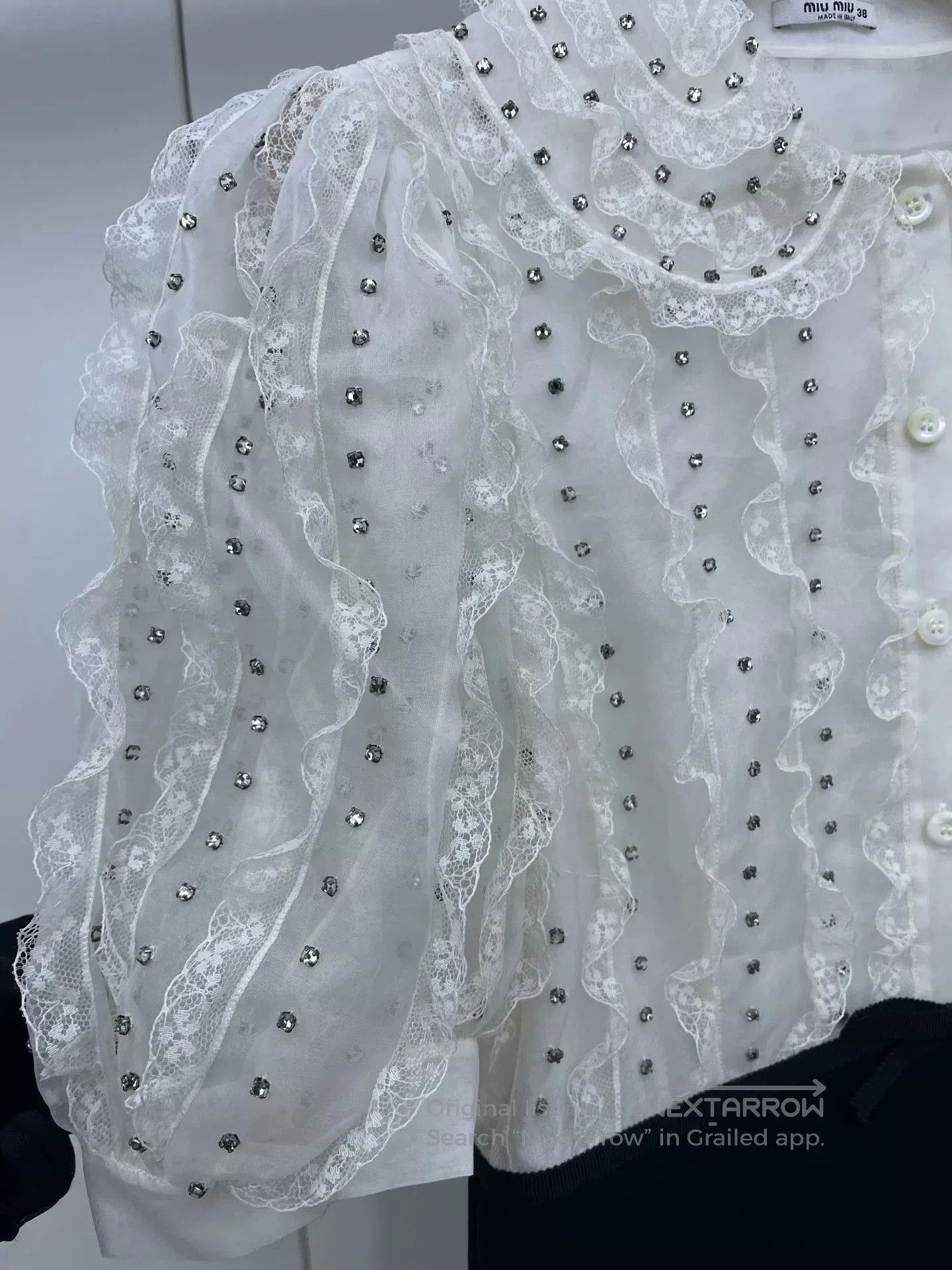 Miu Miu Miu Miu Doll Collar Rhinestone Lace Dress. Size S / US 4 / IT 40 - 3 Thumbnail