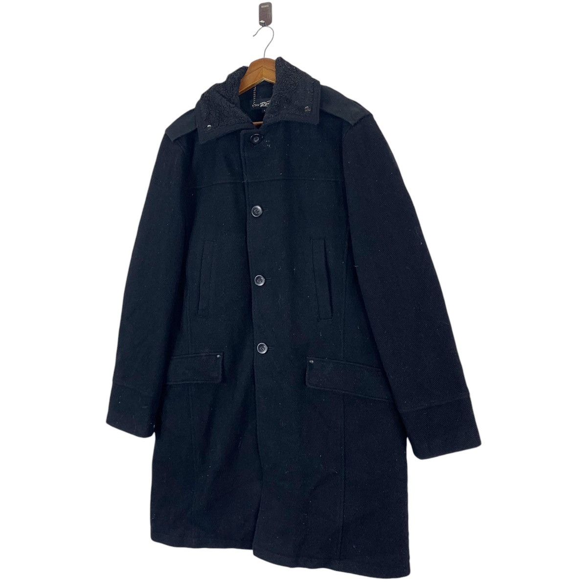 Black Rivet × Vintage Vintage BLACK RIVET Overcoat Heavy Jacket Size US L / EU 52-54 / 3 - 2 Thumbnail