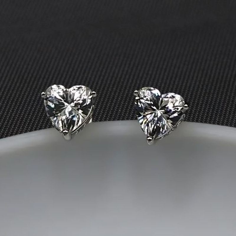 Other Heart Stud Earrings 1 Cttw Moissanite 925 Silver NWT Size ONE SIZE - 1 Thumbnail