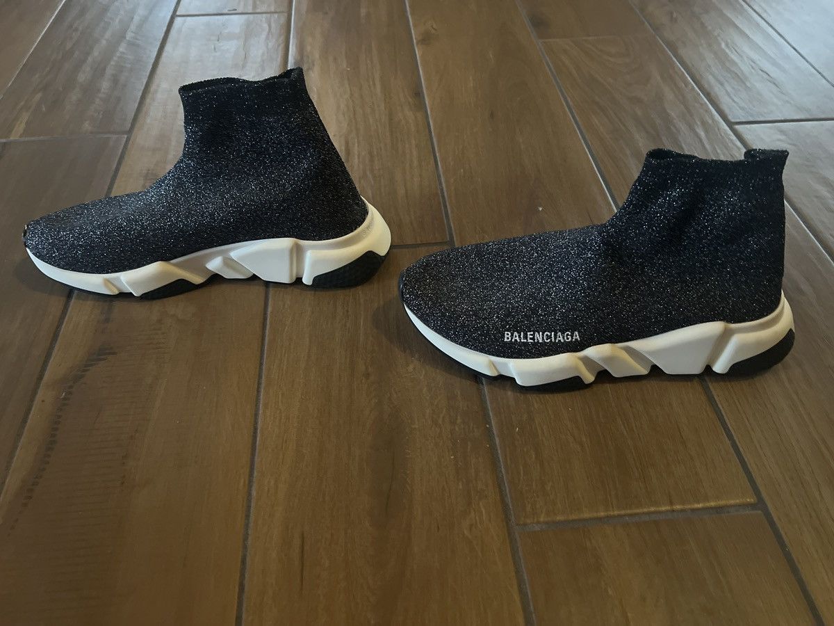 Balenciaga Black Glitter Balenciaga Sock Shoes Size US 9 / IT 39 - 9 Thumbnail