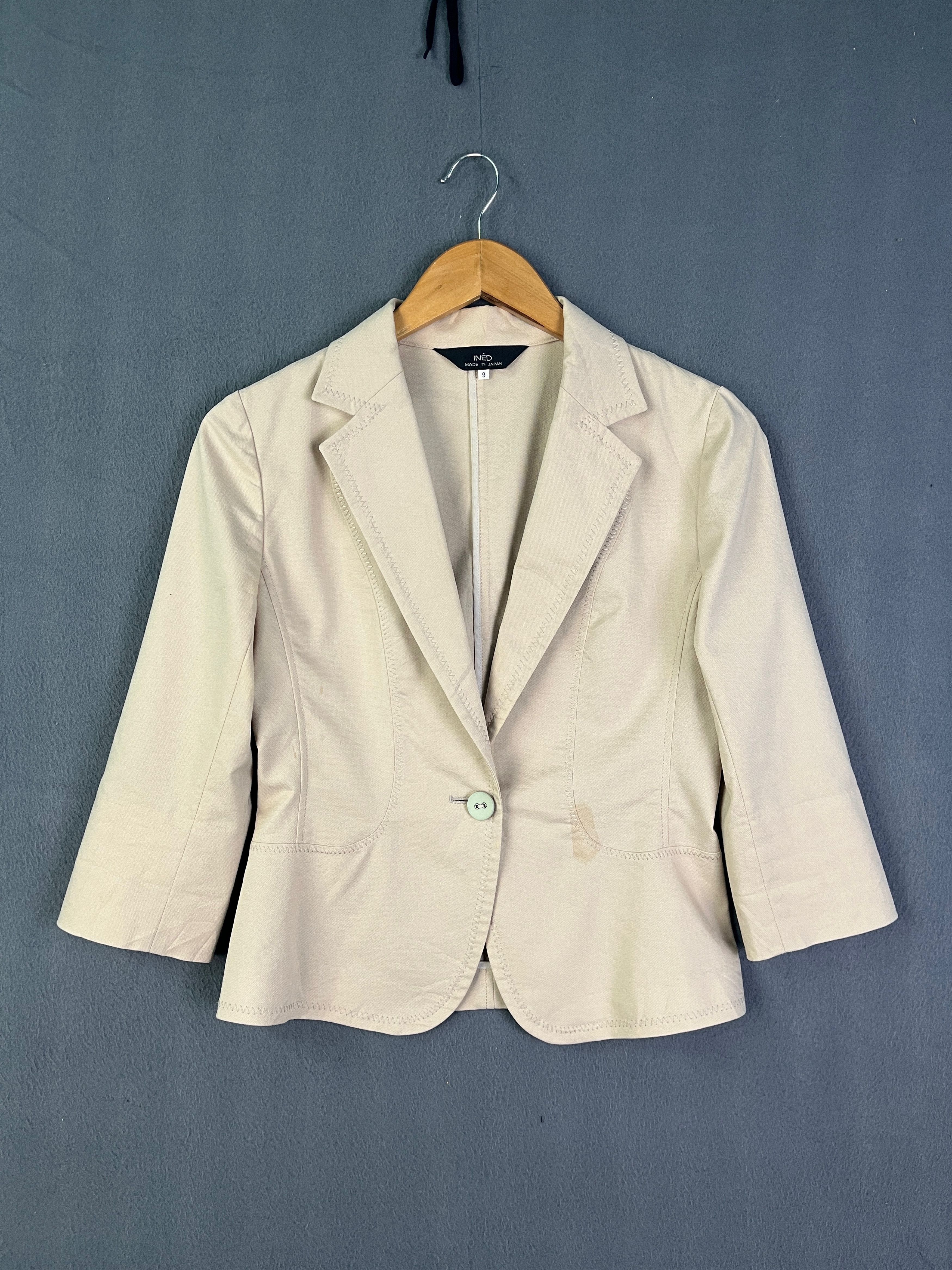 Japanese Brand Ined Single Button Blazer Jacket Beige Yohji Yamamoto Size S / US 4 / IT 40 - 1 Thumbnail