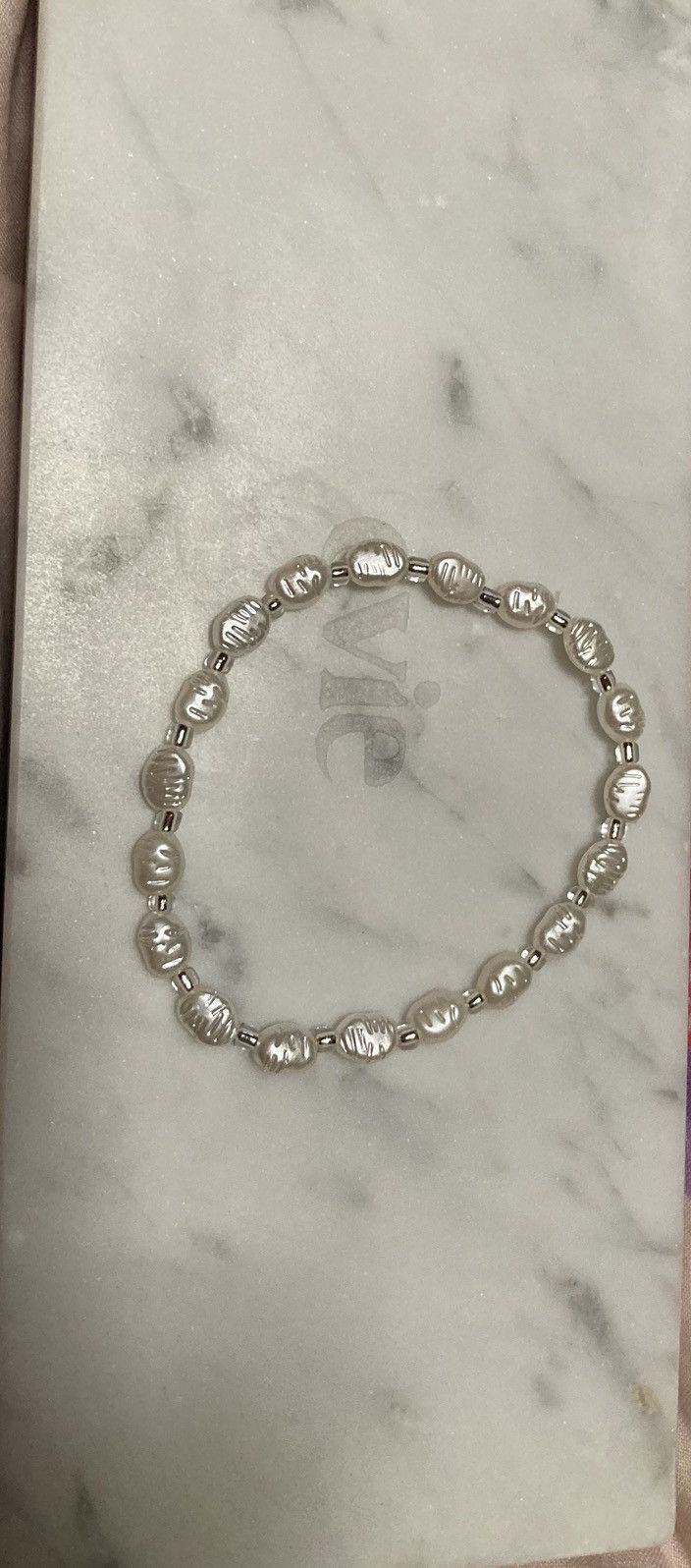 Other Faux pearl and silver coloured beaded ring Size ONE SIZE - 1 Preview