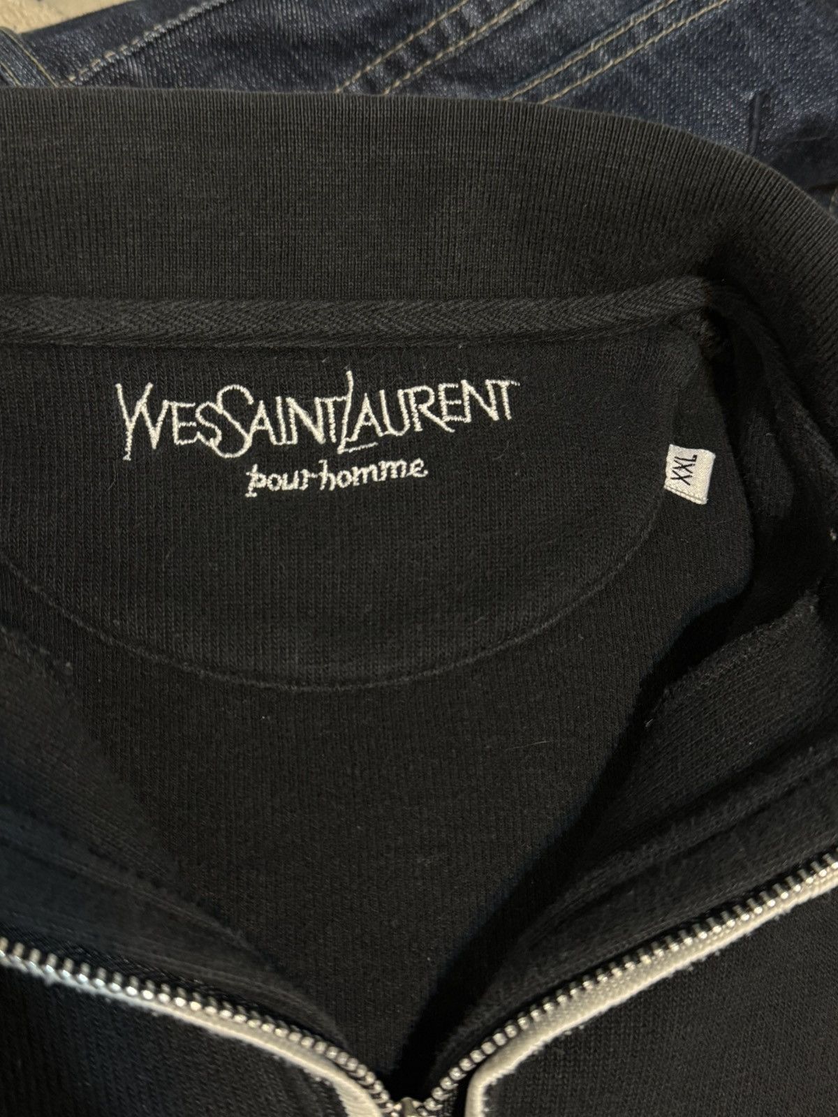 Yves Saint Laurent 90s YSL Sweatshirt 1/4 Quarter Zip Black Vintage Sweater Size US XXL / EU 58 / 5 - 4 Thumbnail