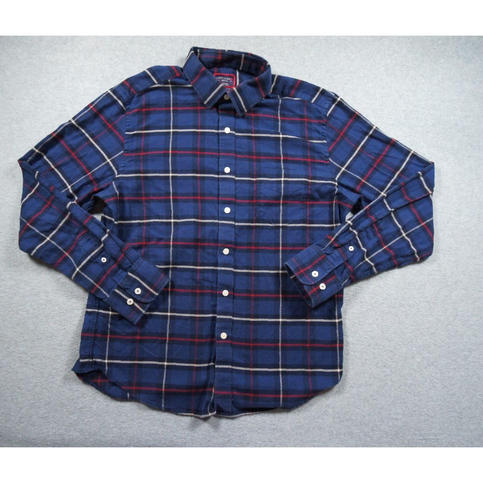 UNTUCKit UNTUCKit Shirt Mens Medium Blue Button Up Flannel Long Sleeve Plaid Andes Size US M / EU 48-50 / 2 - 2 Thumbnail