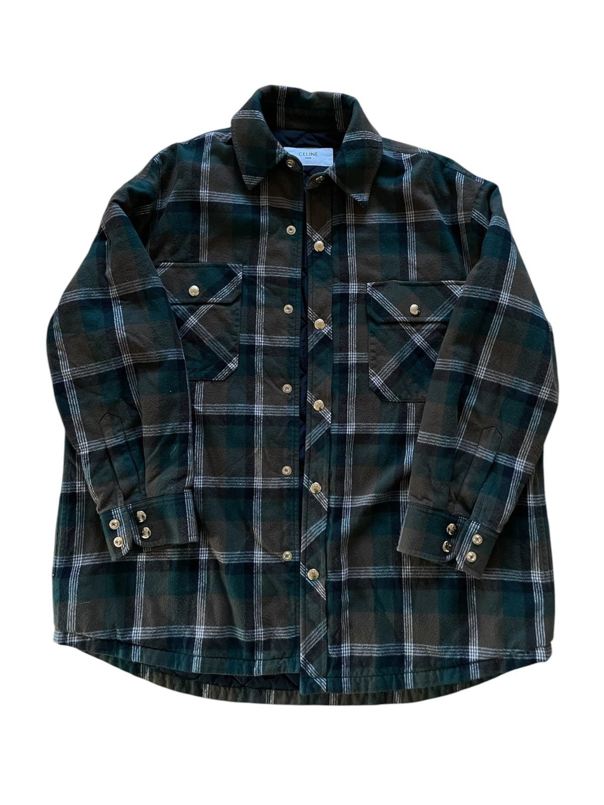 Celine oversized plaid print utility jacket