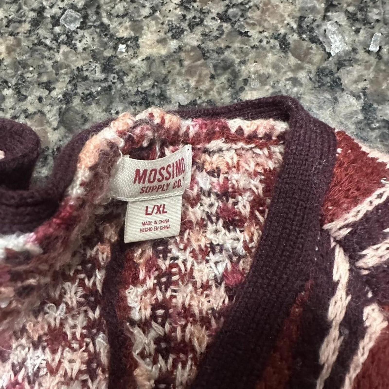Mossimo Mossimo Women's Multi and Burgundy Cardigan Size L / US 10 / IT 46 - 2 Thumbnail