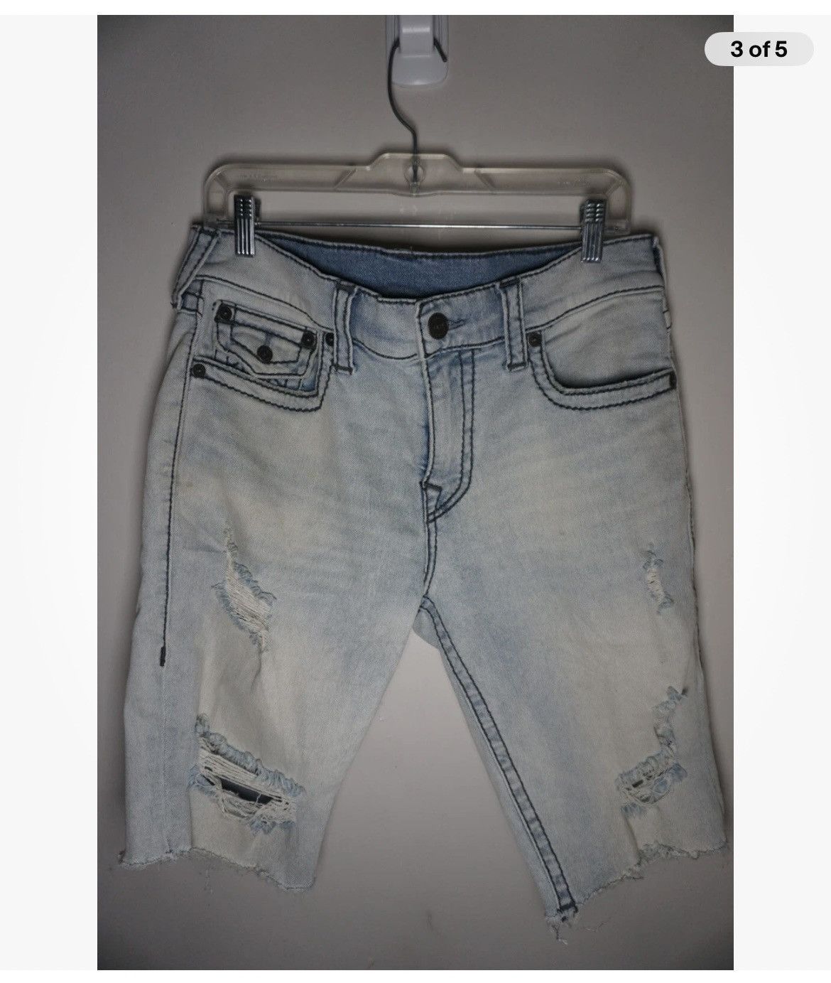 True religion Big T distressed shorts