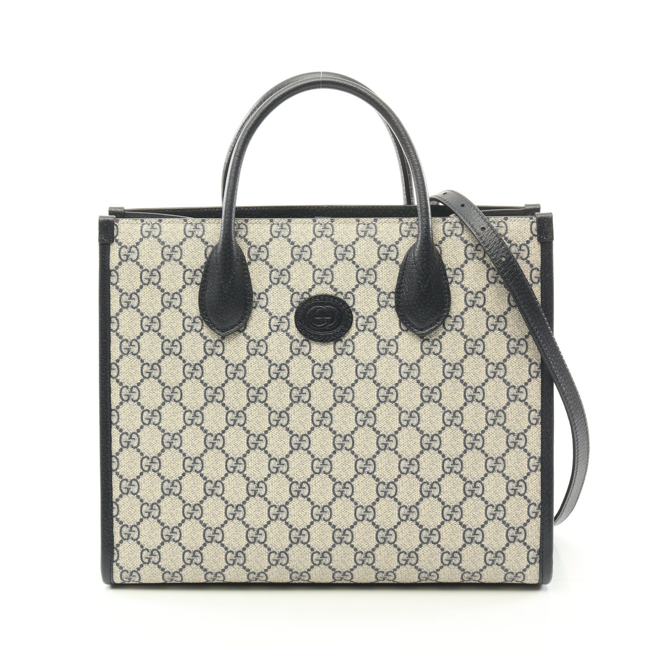 Gucci Gucci Gg Supreme Handbag Tote Bag Apple Leather Beige Navy Size ONE SIZE - 1 Thumbnail