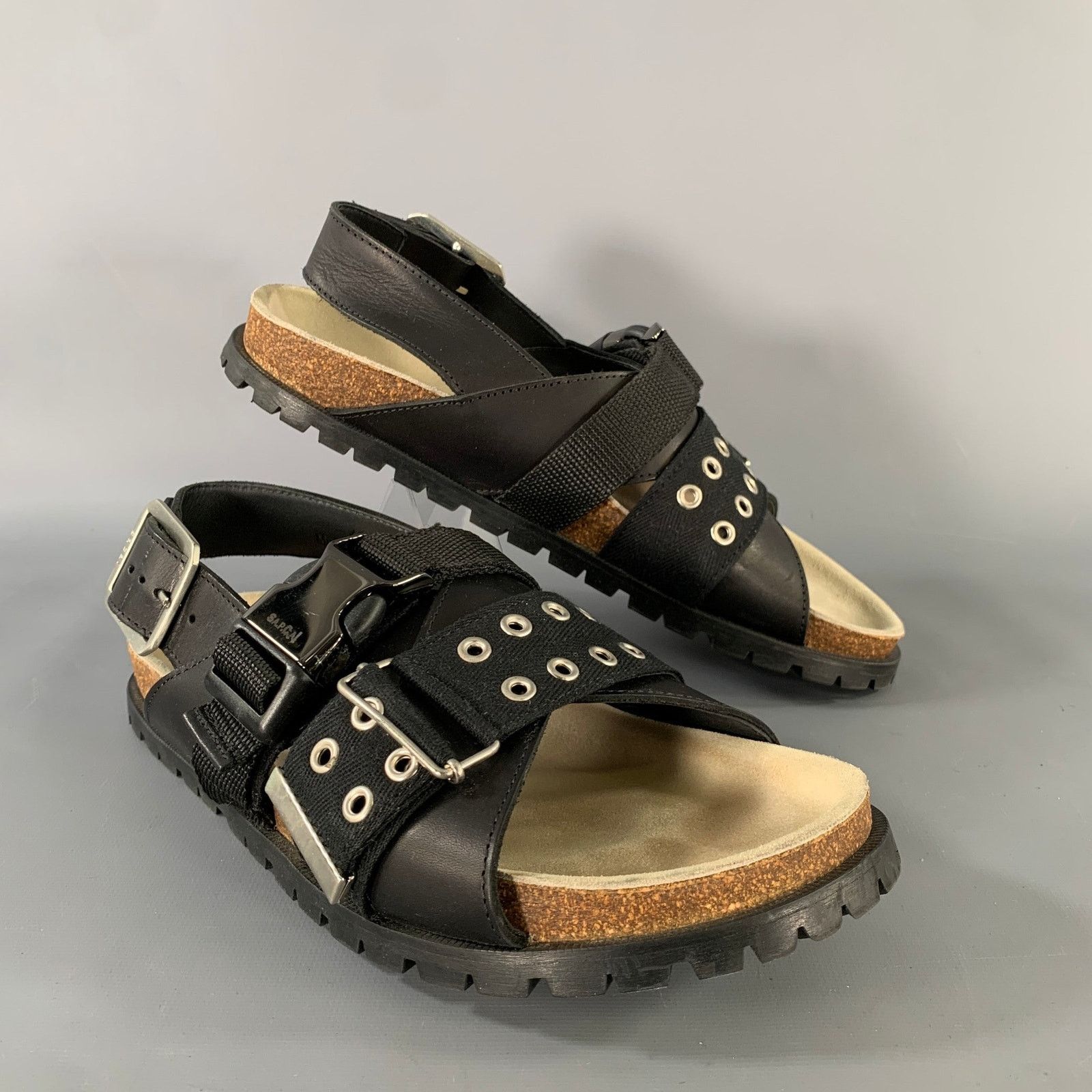 A.P.C. A.P.C. Size 8 Black Silver Gladiator Sandals Size US 8 / EU 41 - 1 Thumbnail
