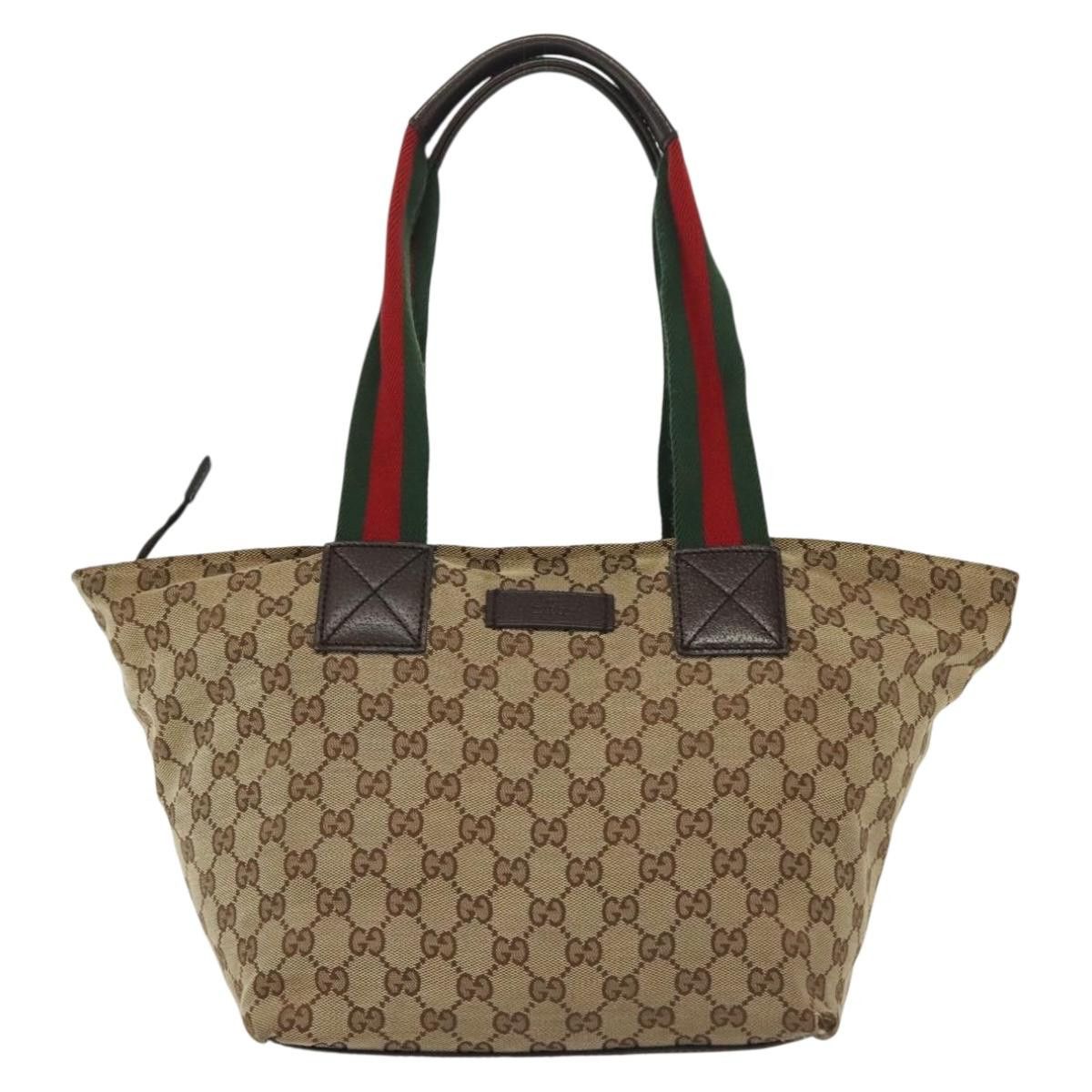 Gucci GUCCI GG Canvas Web Sherry Line Tote Bag Beige Green Red Size ONE SIZE - 2 Thumbnail