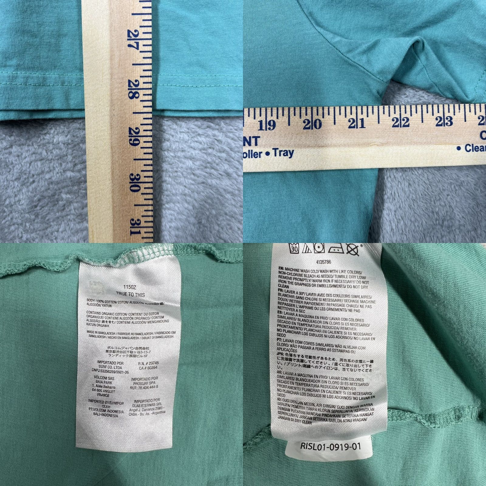 Volcom Volcom Stone Wavey Graphic T-Shirt Mens Size Large Mint Green Crew Neck Short Sleeve T-Shirt Regular Cotton Green Retro Size US L / EU 52-54 / 3 - 9 Thumbnail