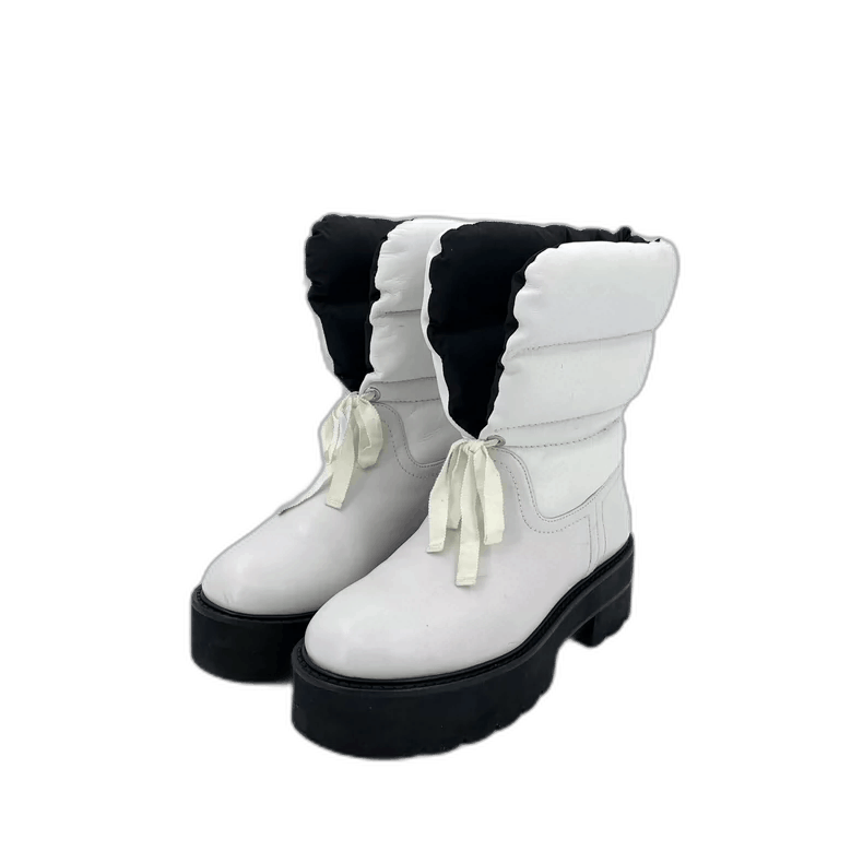 Stuart Weitzman Stuart Weitzman White Lace-Up Thick Sole Boots Size US 4 / IT 34 - 1 Thumbnail