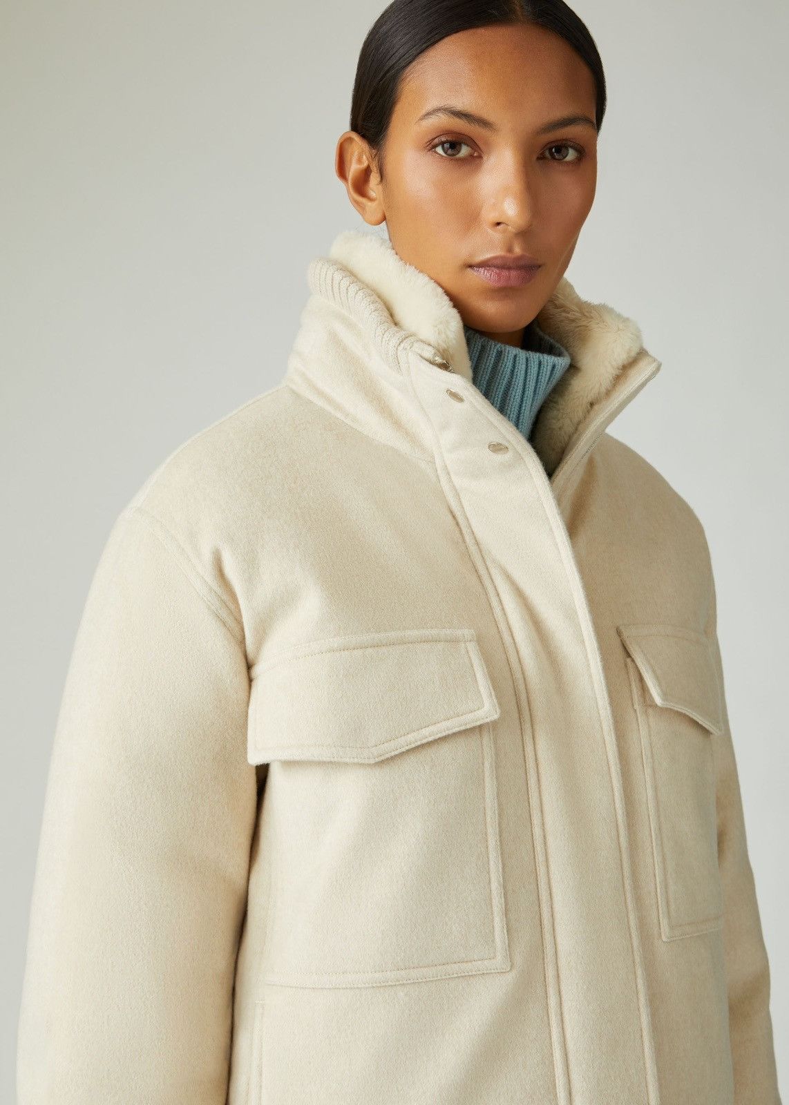 Loro Piana o1srvl11e0824 Gump Storm Castorino Cashmere Jacket in Ivory Size XL / US 12-14 / IT 48-50 - 5 Thumbnail