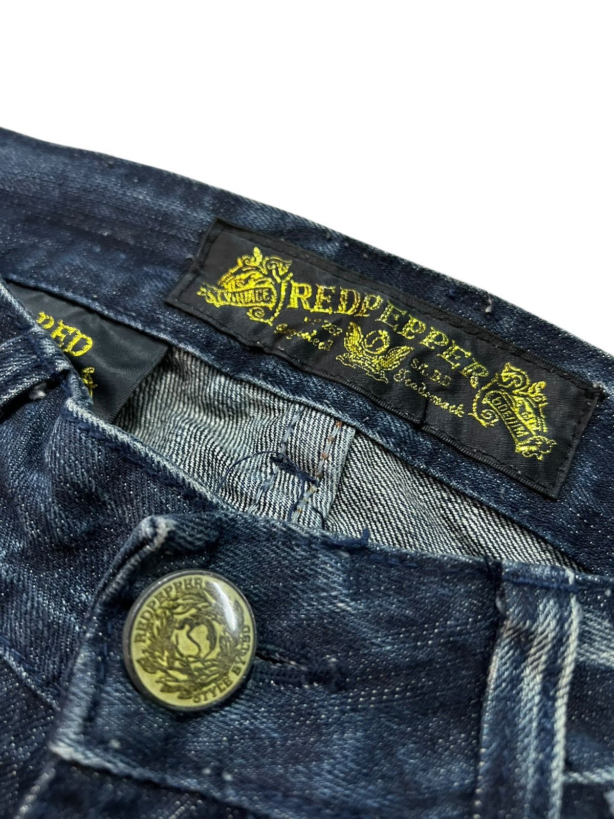 Japanese Brand Flare Redpepper Embroidery Skull Mud Wash Lowrise Jean Size US 31 - 10 Thumbnail