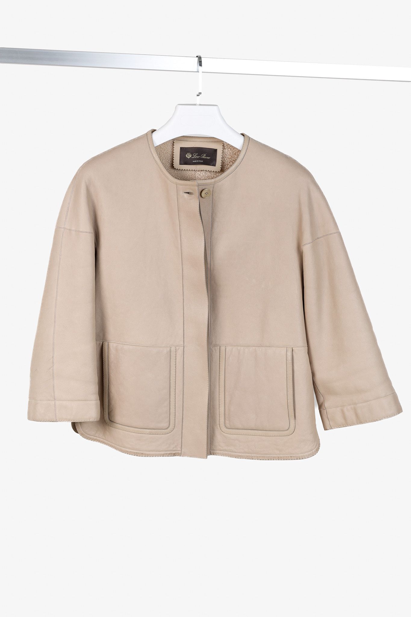 Loro Piana Loro Piana Ecru Lambskin Cropped Shearling Jacket Size S / US 4 / IT 40 - 1 Thumbnail