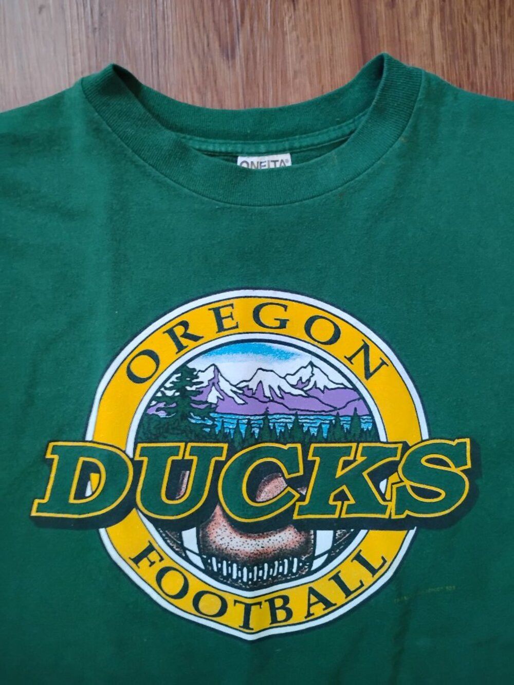 NCAA Vintage 90s Oregon Ducks Football T-Shirt Size US L / EU 52-54 / 3 - 1 Thumbnail