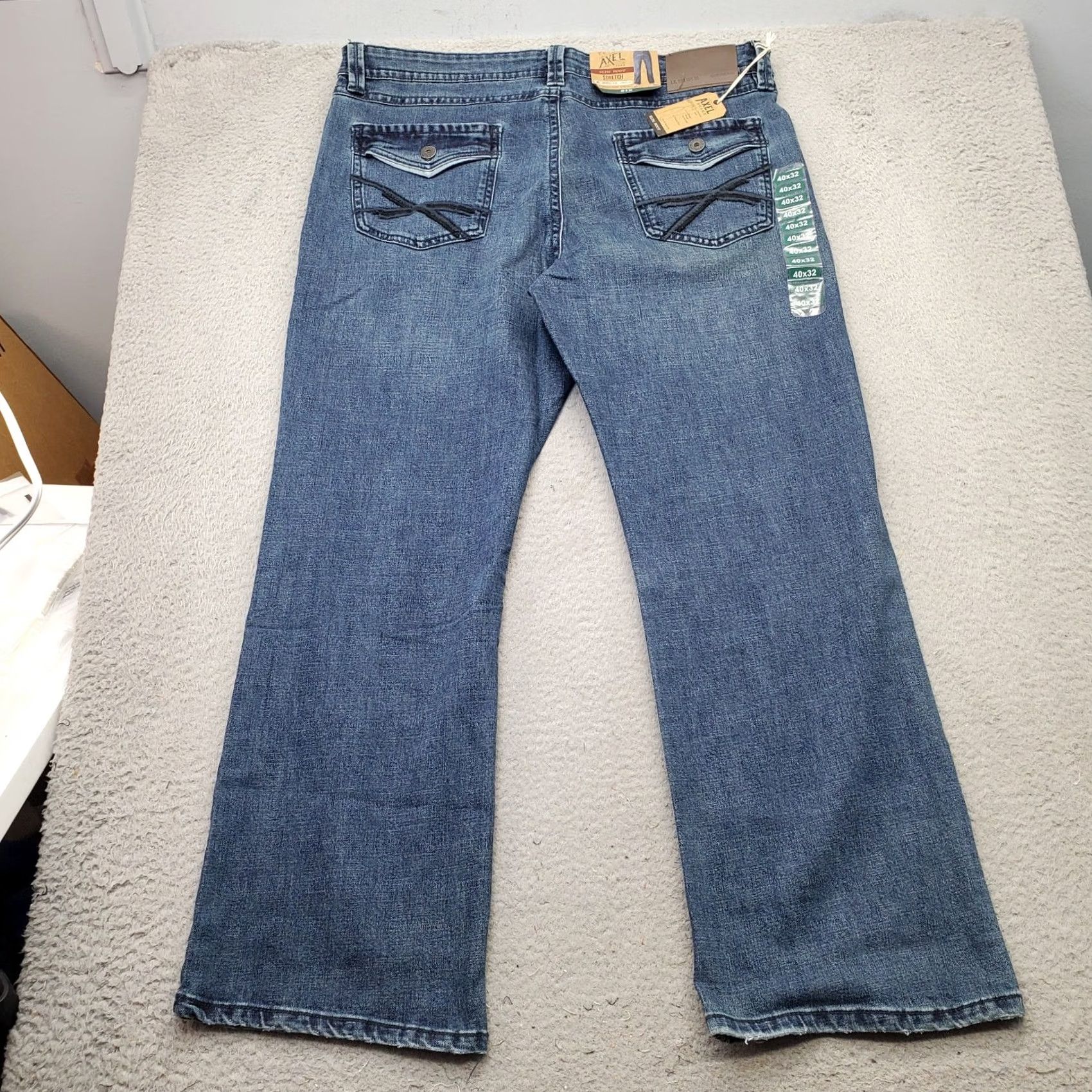 Denime Axel Jeans Mens 40x32 Bootcut Denim Stretch Slim 5-Pocket Blue Medium Wash Casual Ready-to-Wear Mens Size US 40 / EU 56 - 2 Thumbnail
