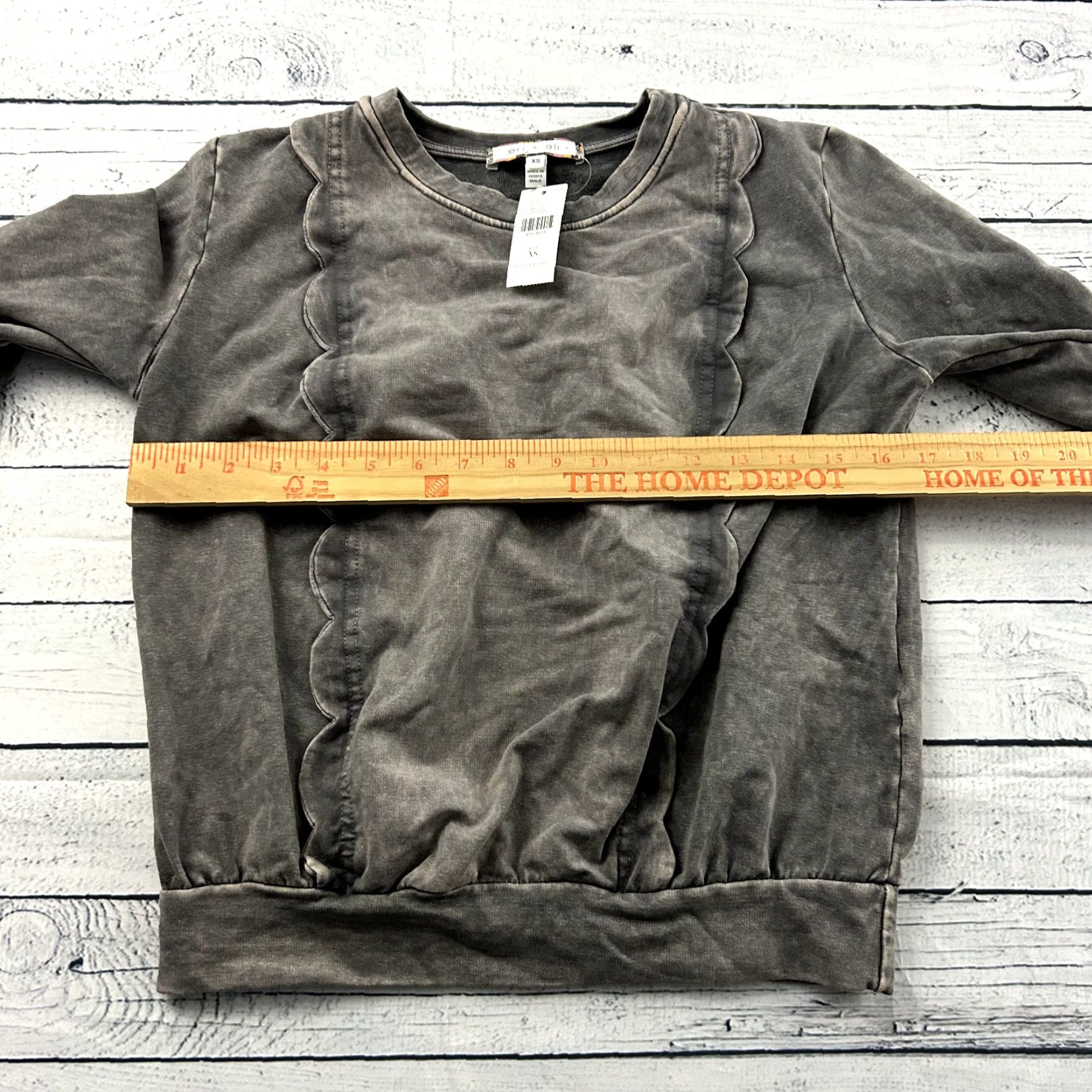 Anthropologie NEW Eri + Ali Anthropologie Pullover Ruffle Sweatshirt Women's XS Gray - Nike style? Size XS / US 0-2 / IT 36-38 - 5 Thumbnail