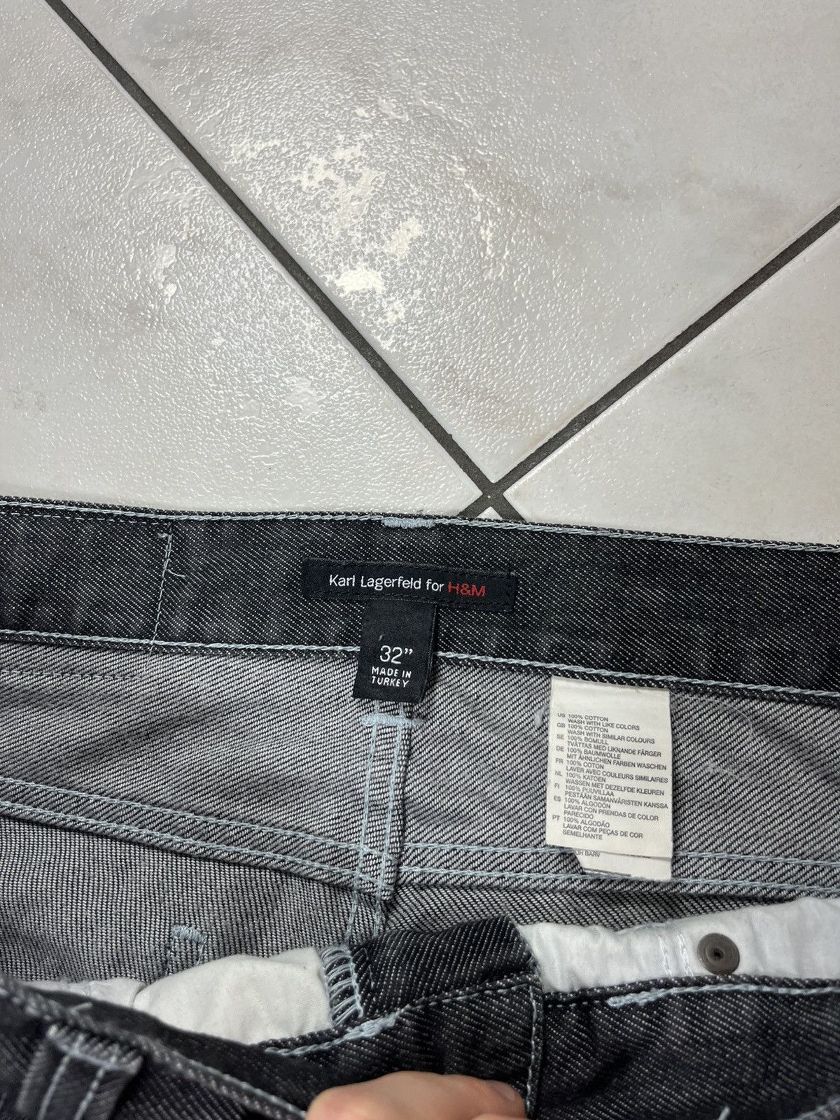 Designer × H&M × Karl Lagerfeld Karl Lagerfeld for H&M dark grey goth denim jeans pants Size US 32 / EU 48 - 15 Thumbnail
