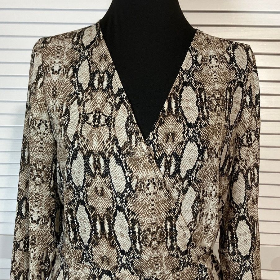 Other HYFVE Boho Brown Snake Print Long Sleeve Wrap Blouse L Size L / US 10 / IT 46 - 4 Thumbnail