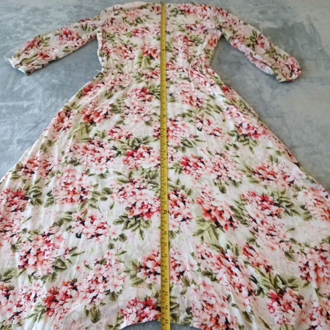 J. Jill J.Jill Maxi Dress XS Pink Green Floral Asymmetric 3/4 Sleeve Lined Rayon Women Regular Spring Summer Vintage No Size XS / US 0-2 / IT 36-38 - 6 Thumbnail
